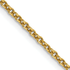 14K 30 inch 1.6mm Round Open Link Cable with Lobster Clasp Chain