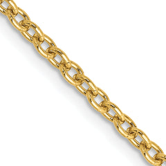 14K 30 inch 2.4mm Round Open Link Cable with Lobster Clasp Chain