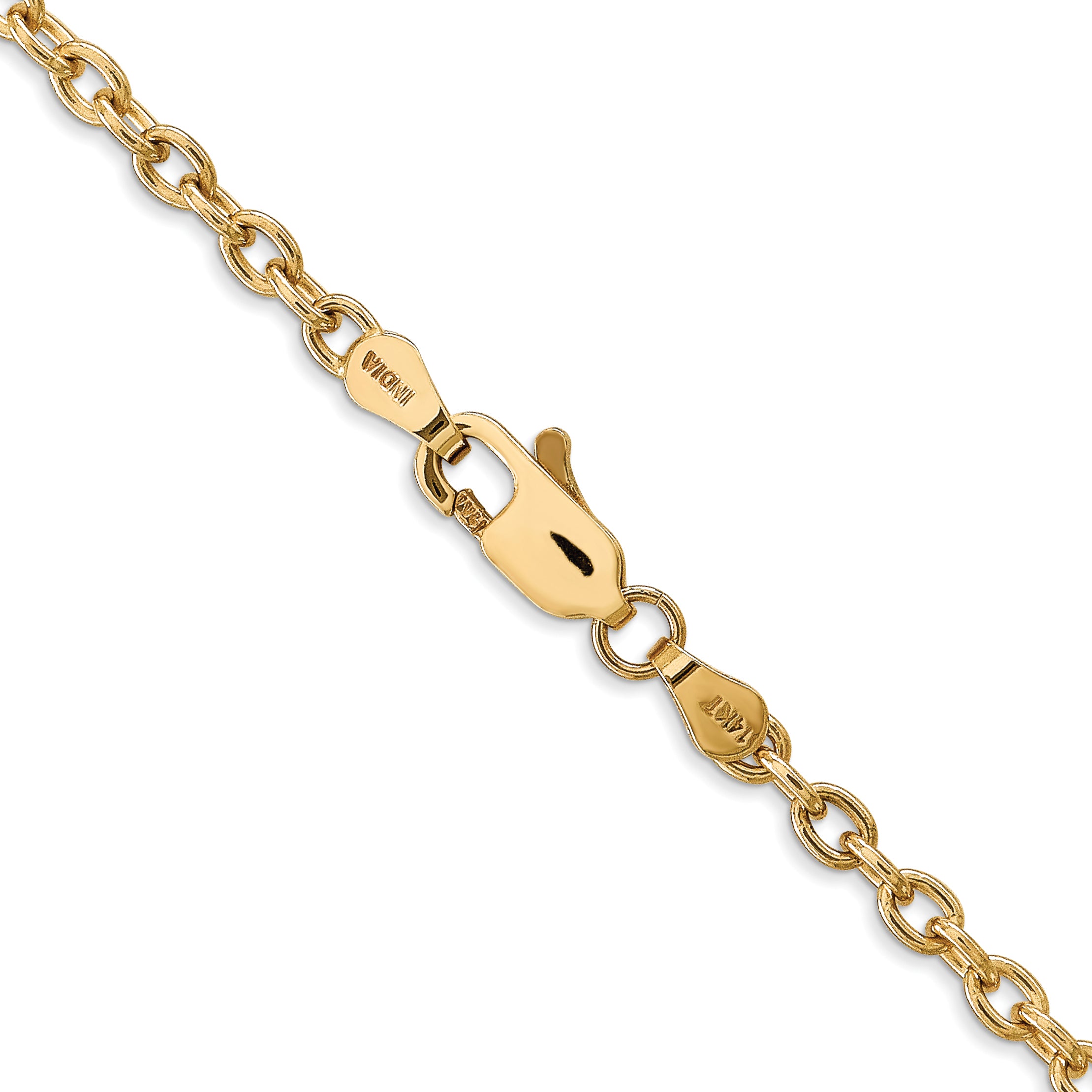 14K 16 inch 3.2mm Round Open Link Cable with Lobster Clasp Chain