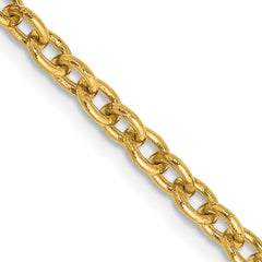 14K 30 inch 3.2mm Round Open Link Cable with Lobster Clasp Chain