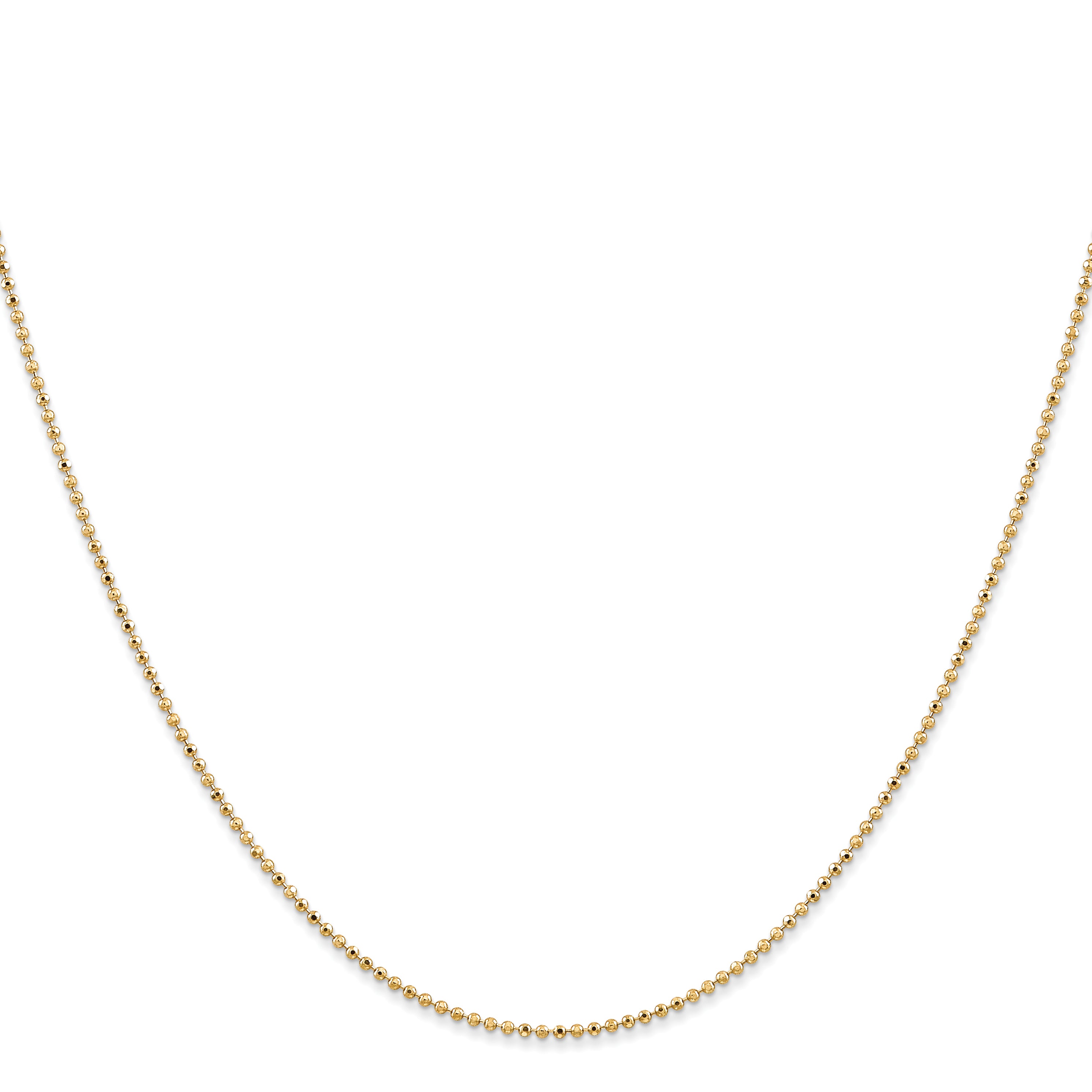 14K 14 inch 1.2mm Diamond-cut Beaded with Lobter Clasp Pendant Chain