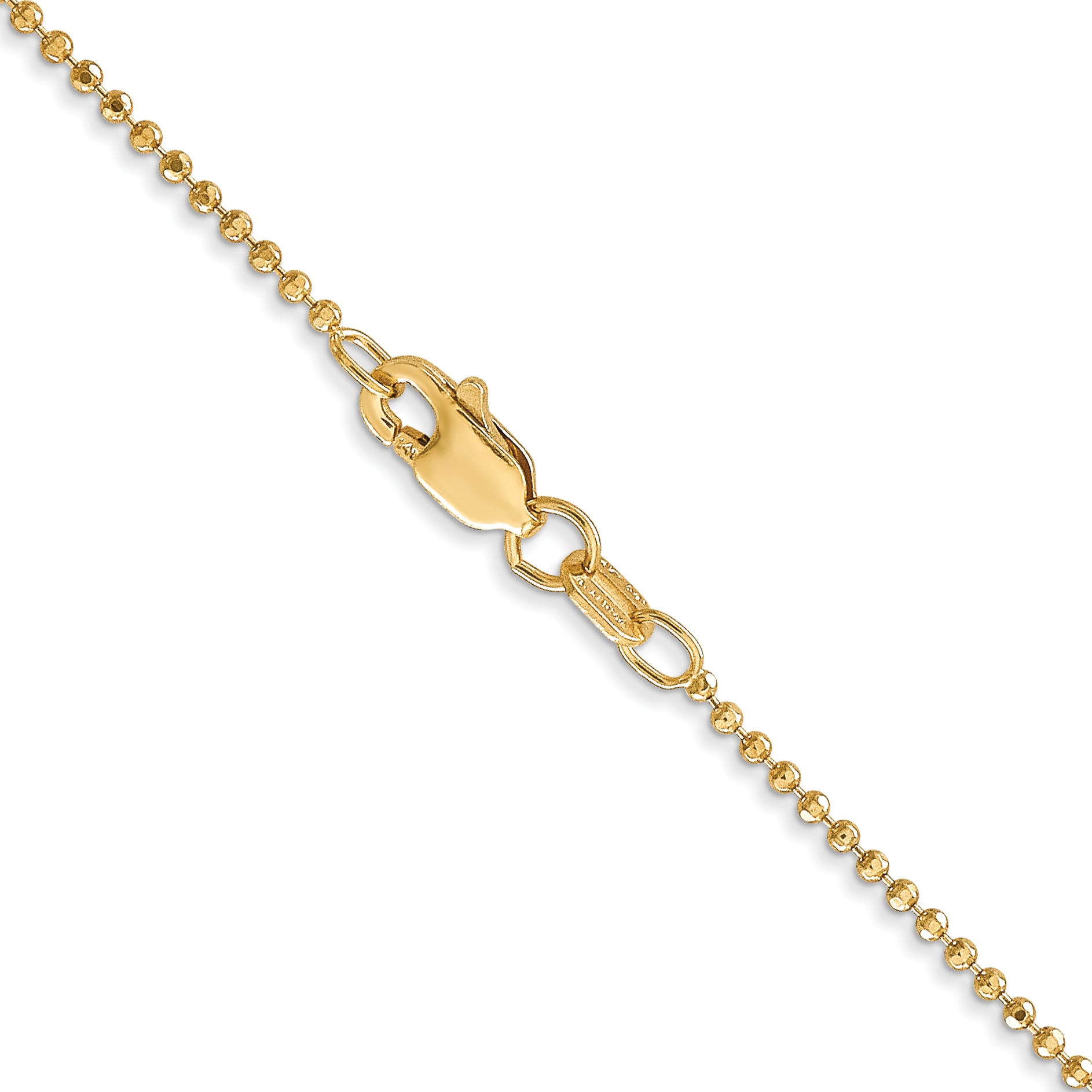 14K 14 inch 1.2mm Diamond-cut Beaded with Lobter Clasp Pendant Chain