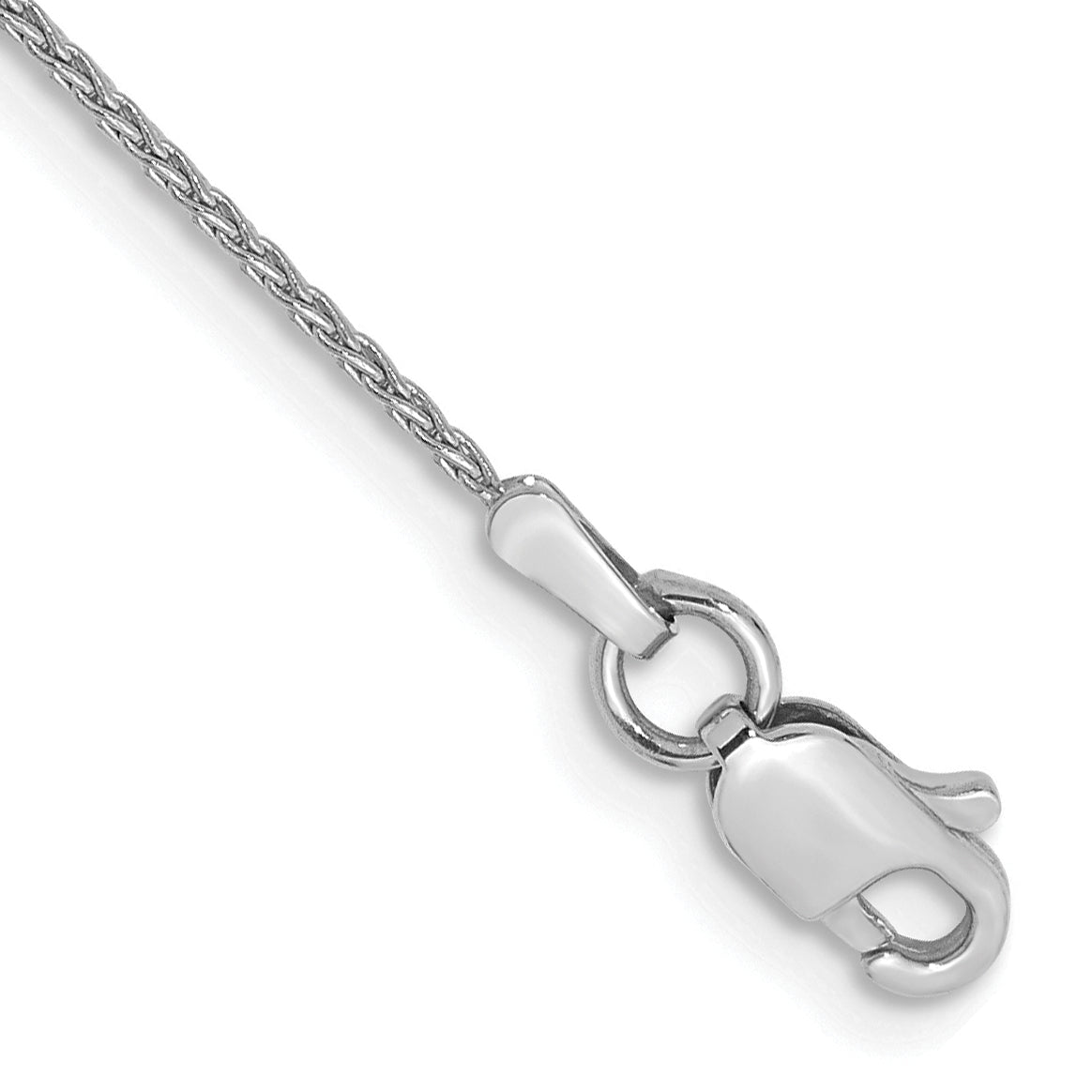 14K White Gold 10 inch 1mm Parisian Wheat with Lobster Clasp Anklet