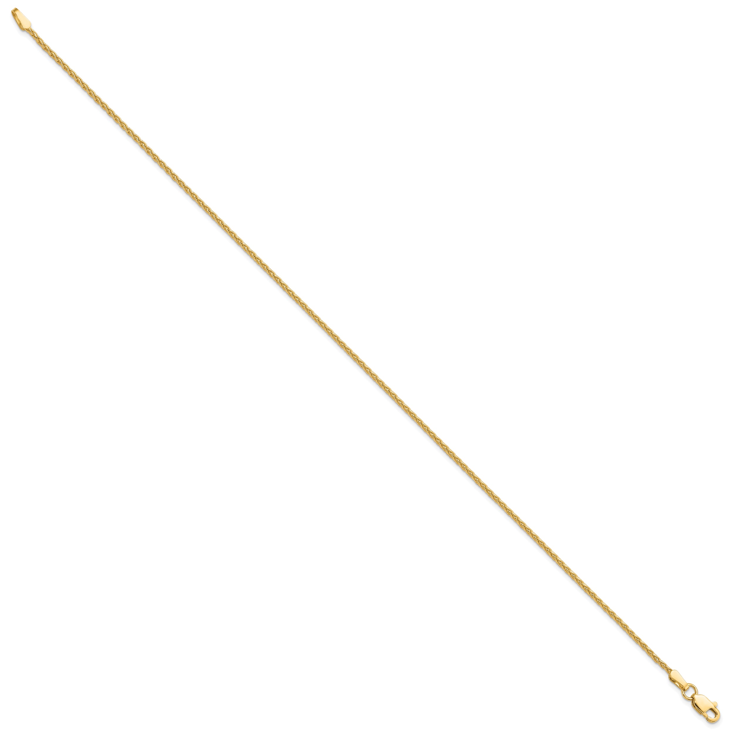 14k 9 inch 1.5mm Parisian Wheat with Lobster Clasp Anklet