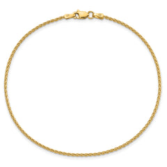 14k 9 inch 1.5mm Parisian Wheat with Lobster Clasp Anklet