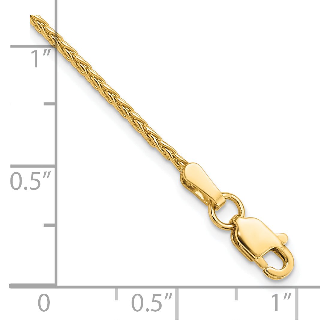 14k 9 inch 1.5mm Parisian Wheat with Lobster Clasp Anklet