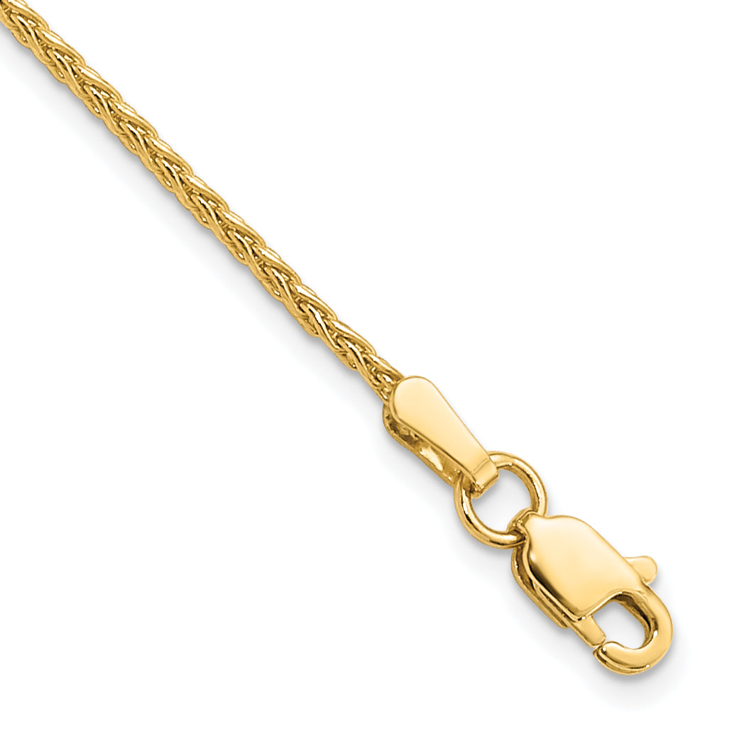 14k 9 inch 1.5mm Parisian Wheat with Lobster Clasp Anklet