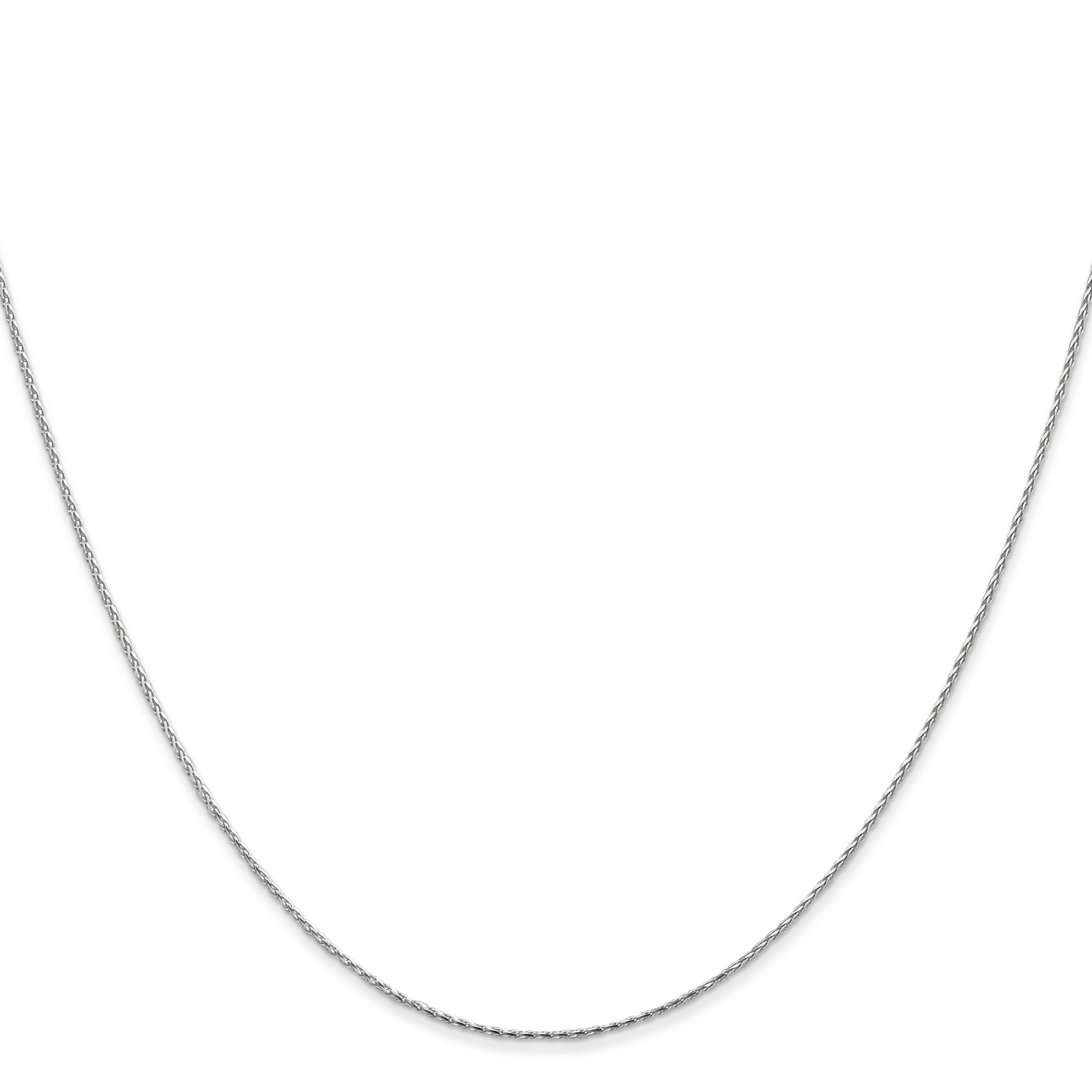 14K White Gold 14 inch .8mm Diamond-cut Parisian Wheat with Lobster Clasp Chain