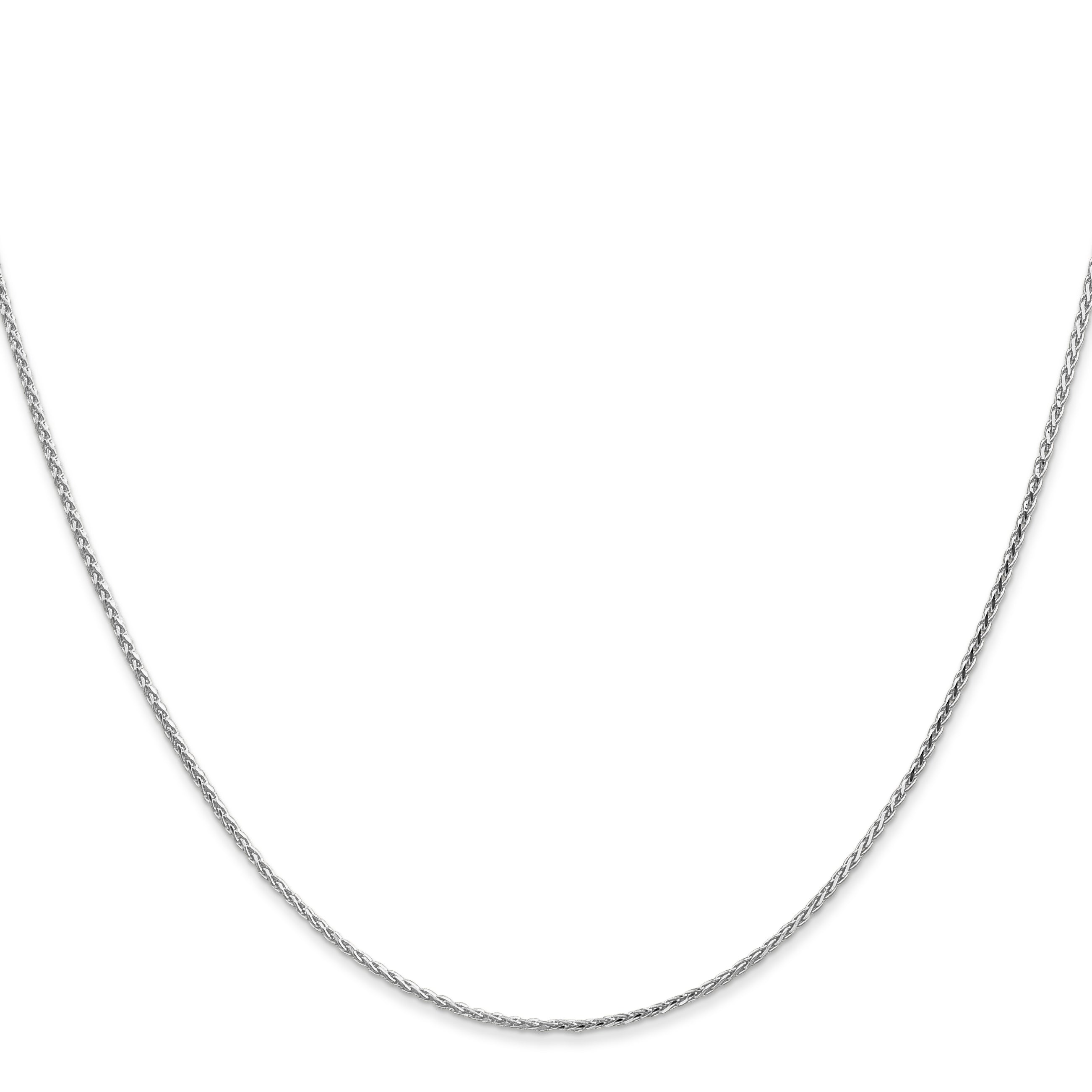 14K White Gold 14 inch 1mm Diamond-cut Parisian Wheat with Lobster Clasp Chain