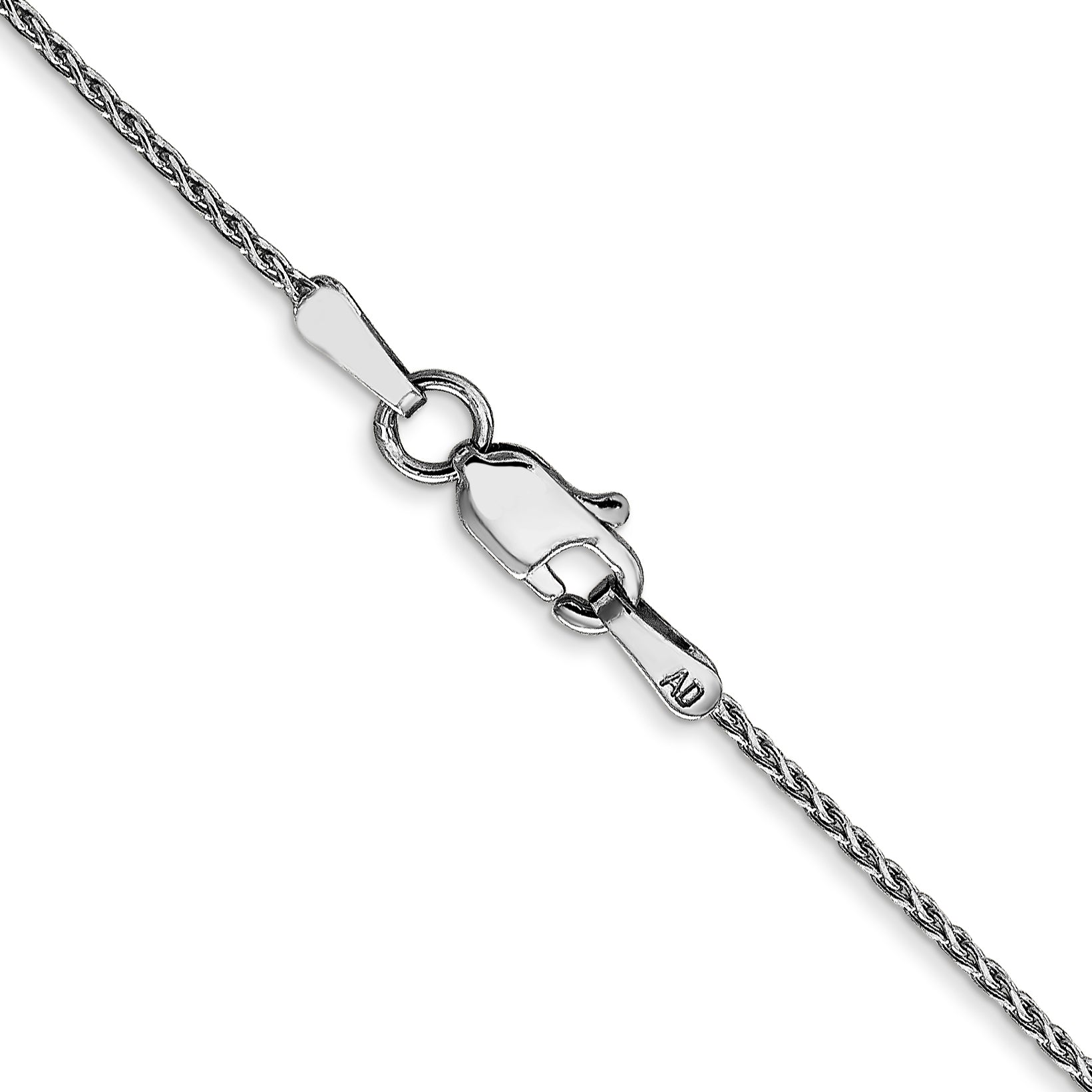 14K White Gold 14 inch 1mm Diamond-cut Parisian Wheat with Lobster Clasp Chain