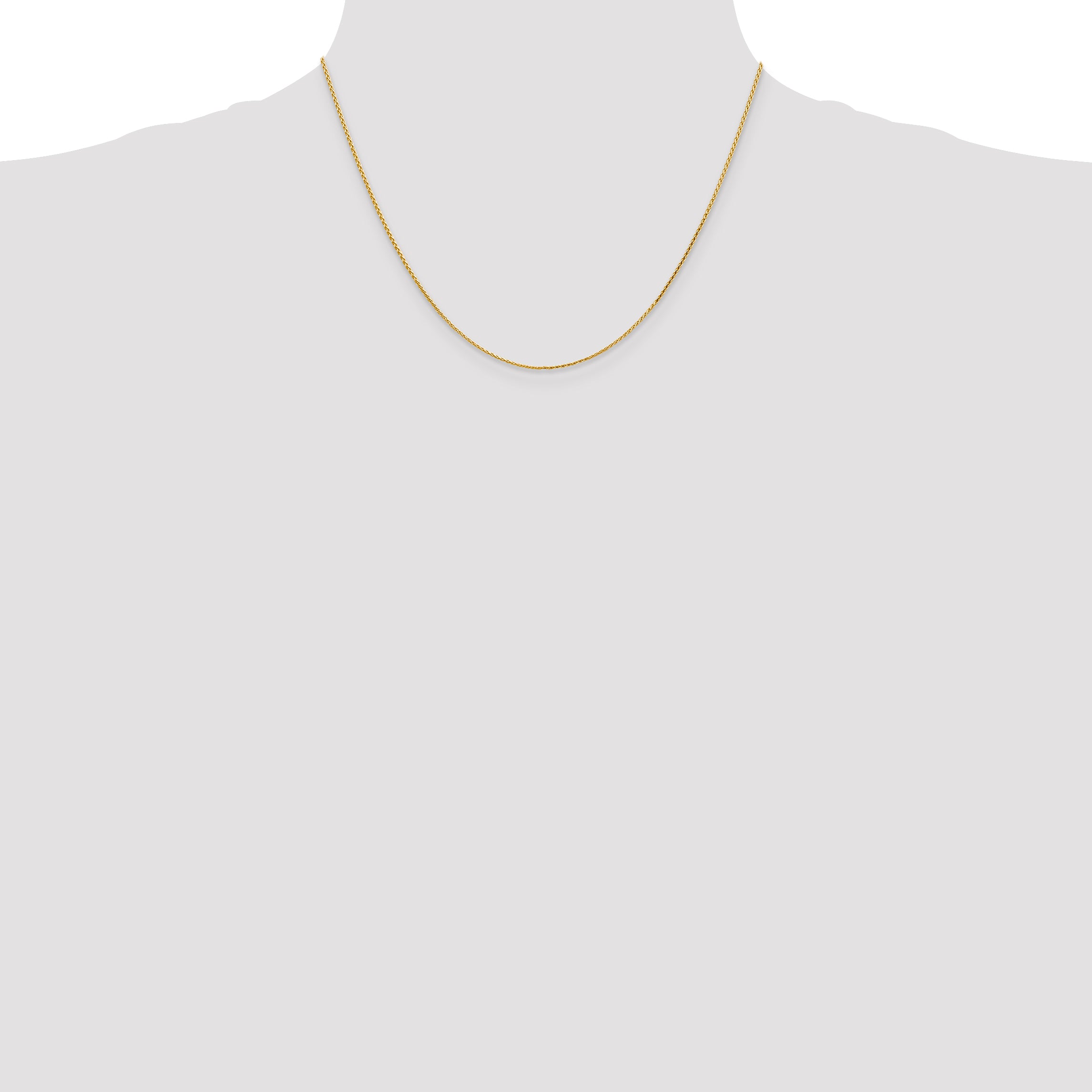 14K 14 inch 1mm Diamond-cut Parisian Wheat with Lobster Clasp Chain