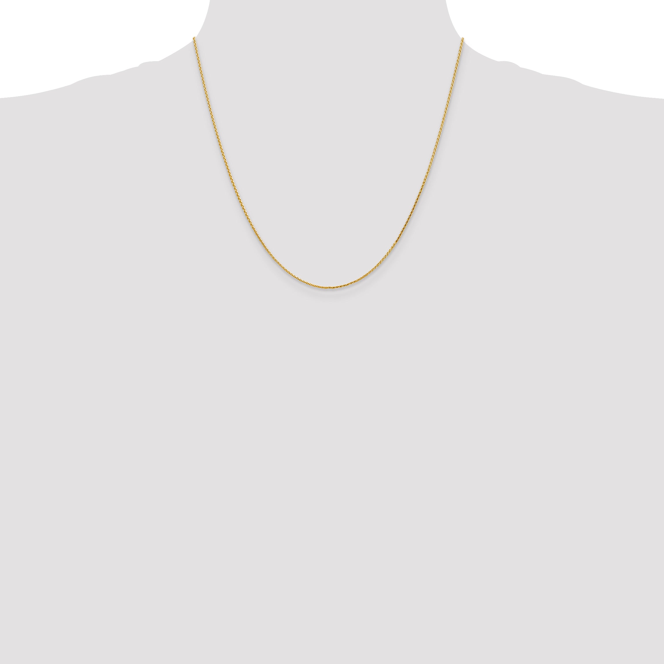 14K 14 inch 1mm Diamond-cut Parisian Wheat with Lobster Clasp Chain