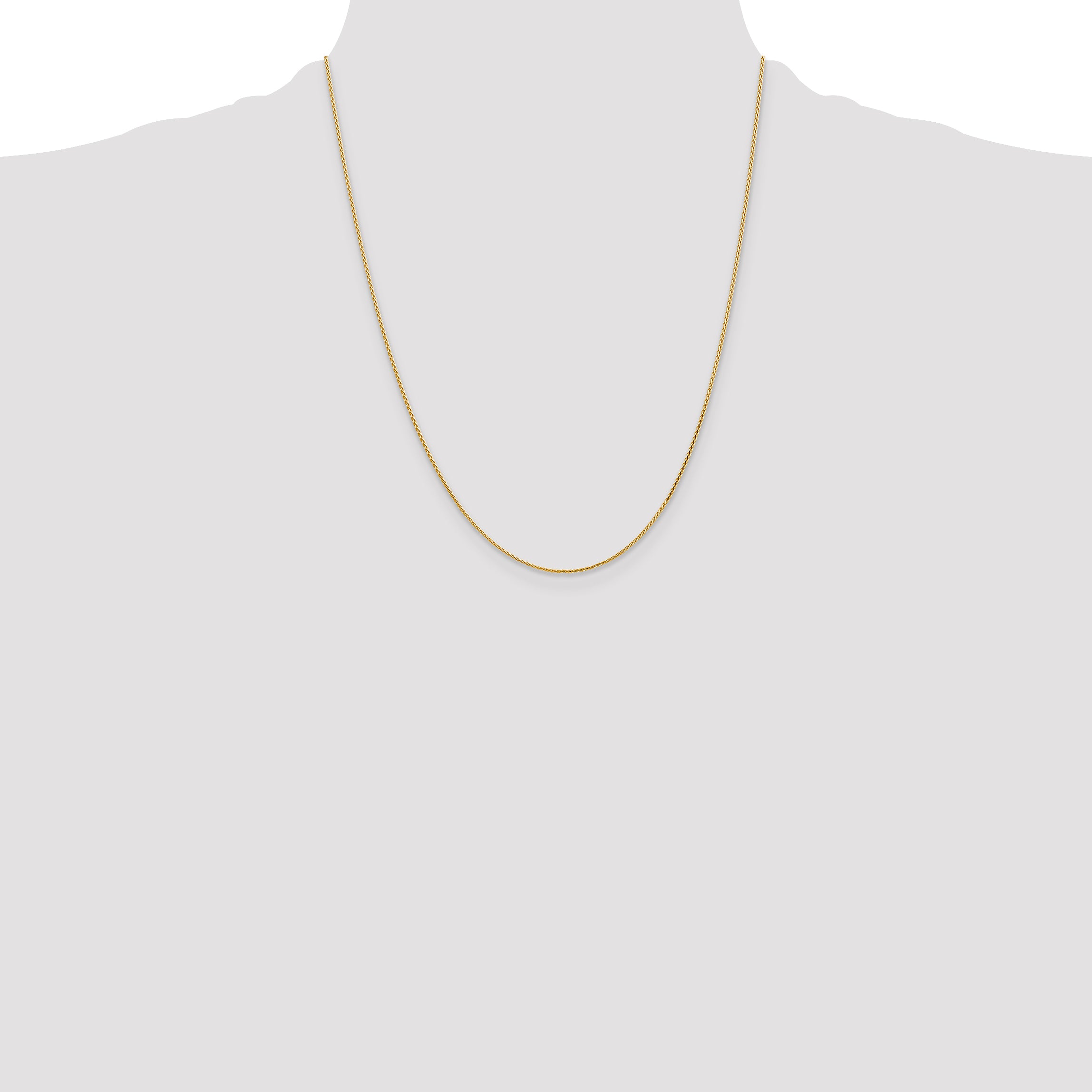 14K 14 inch 1mm Diamond-cut Parisian Wheat with Lobster Clasp Chain