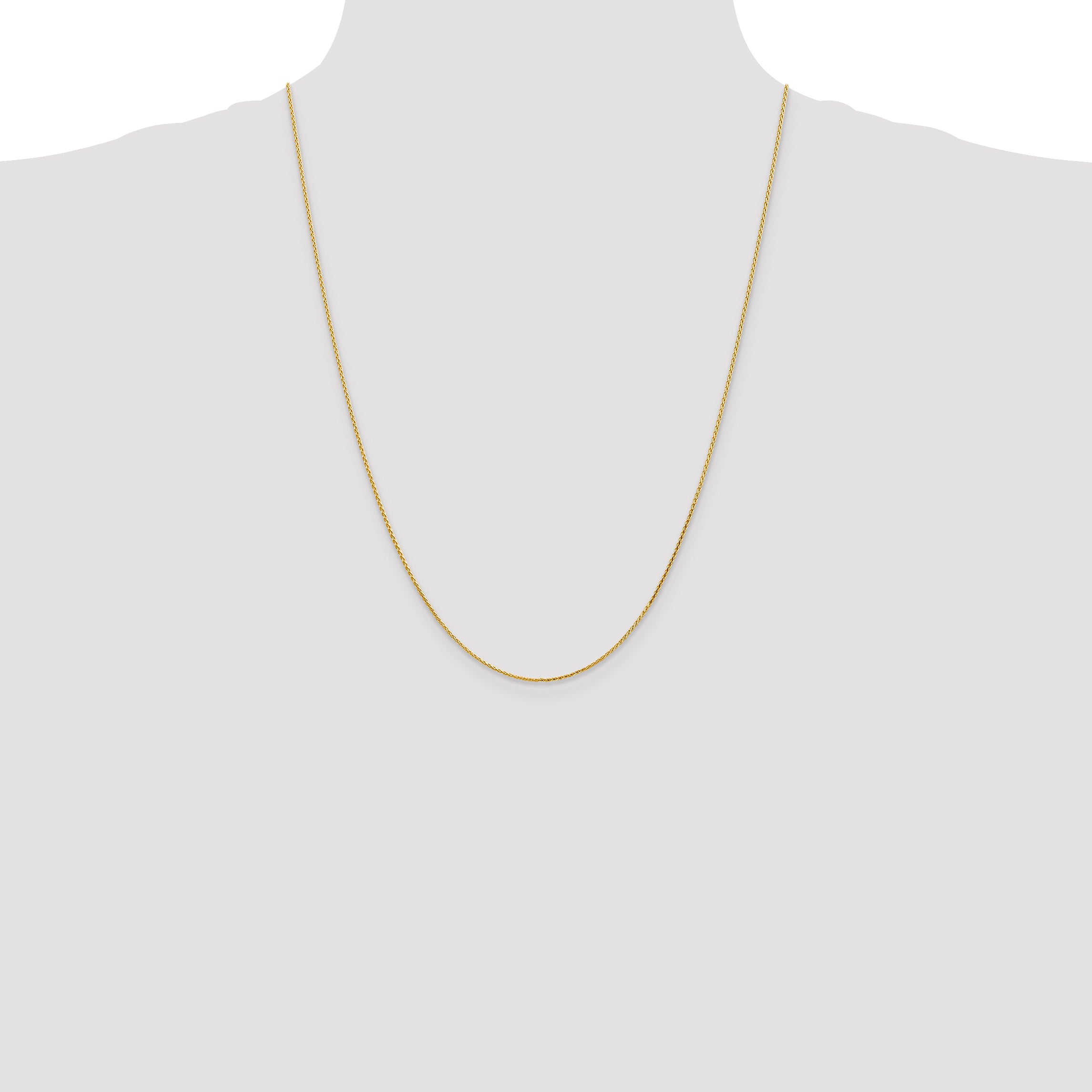 14K 14 inch 1mm Diamond-cut Parisian Wheat with Lobster Clasp Chain