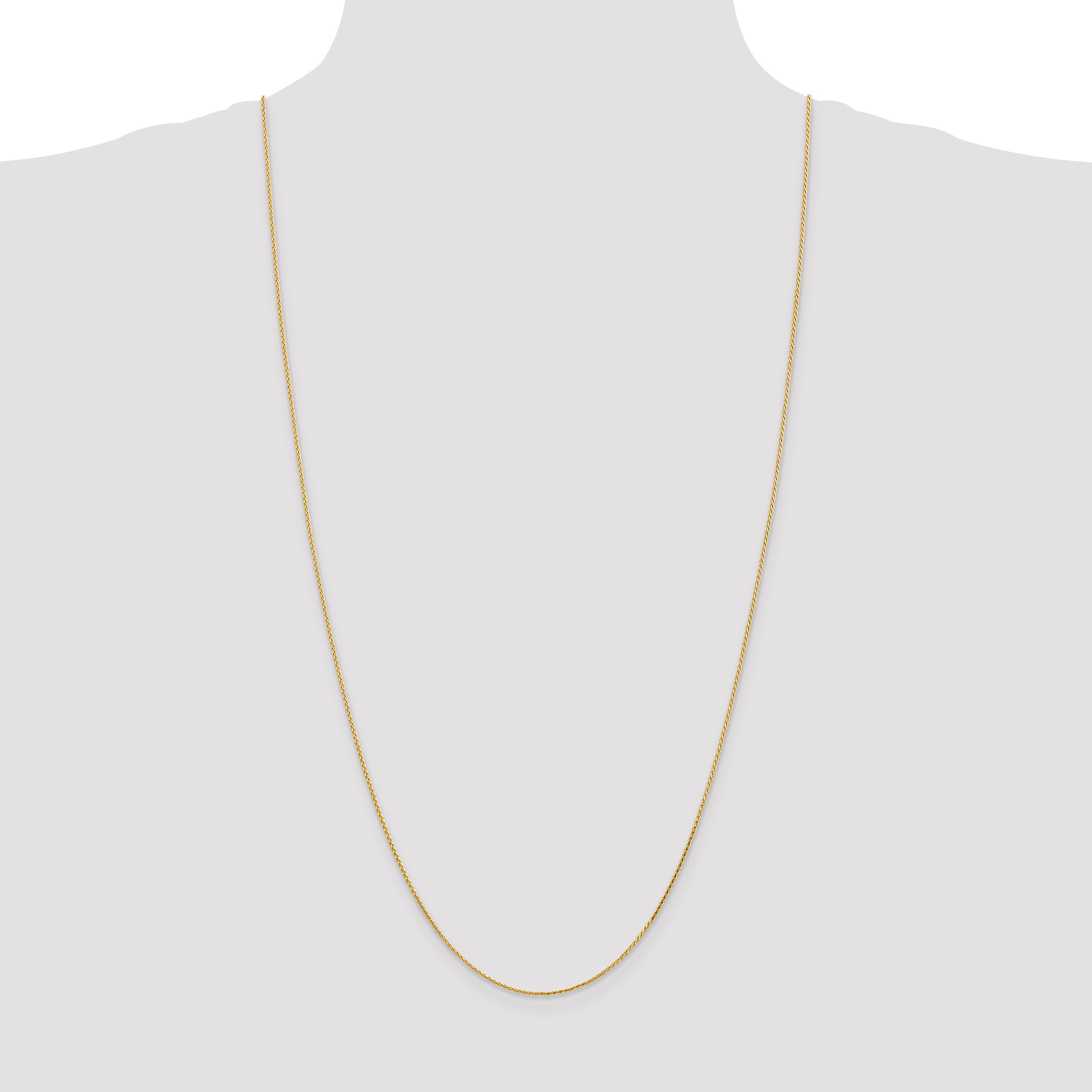 14K 14 inch 1mm Diamond-cut Parisian Wheat with Lobster Clasp Chain