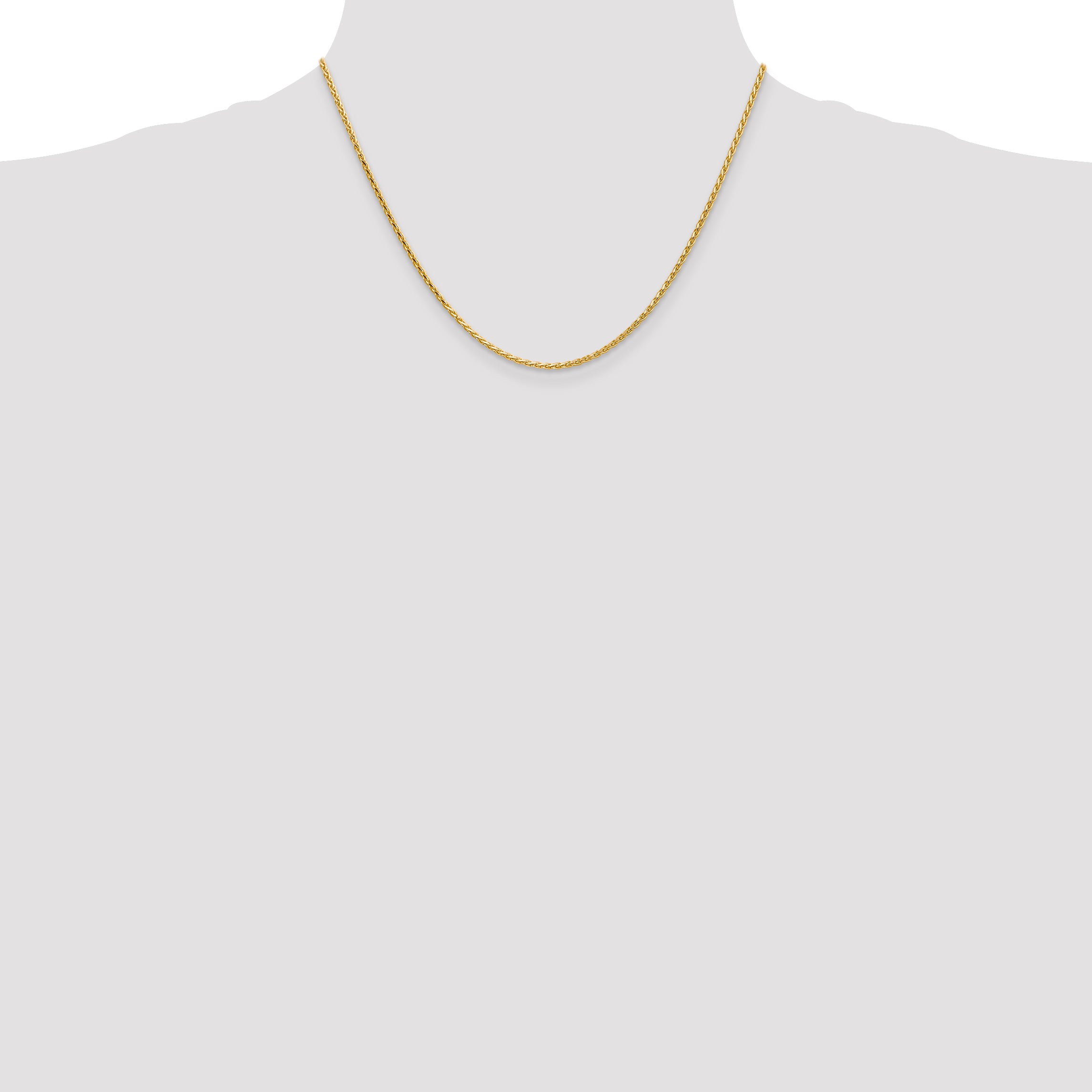 14K 16 inch 1.9mm Diamond-cut Parisian Wheat with Lobster Clasp Chain