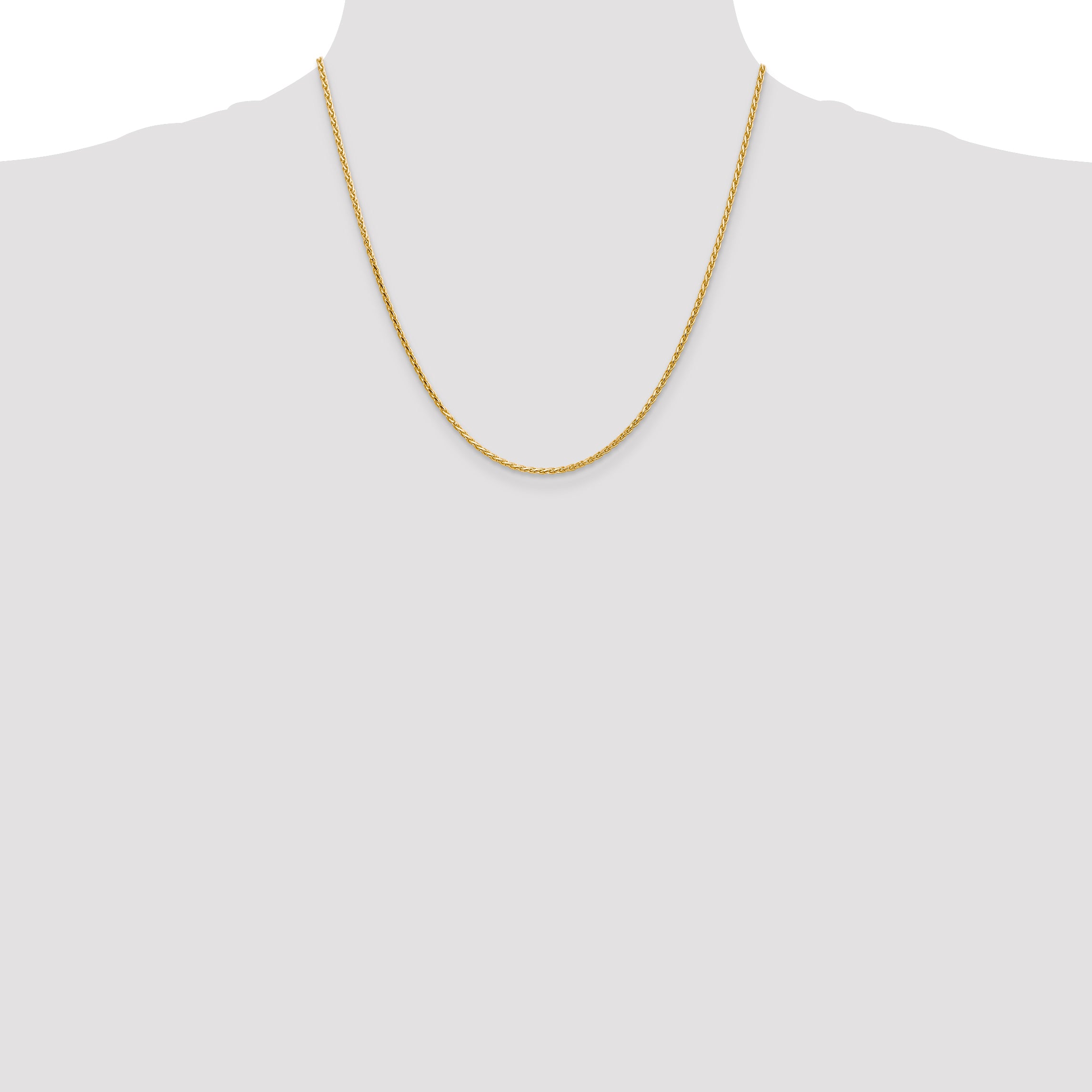 14K 16 inch 1.9mm Diamond-cut Parisian Wheat with Lobster Clasp Chain