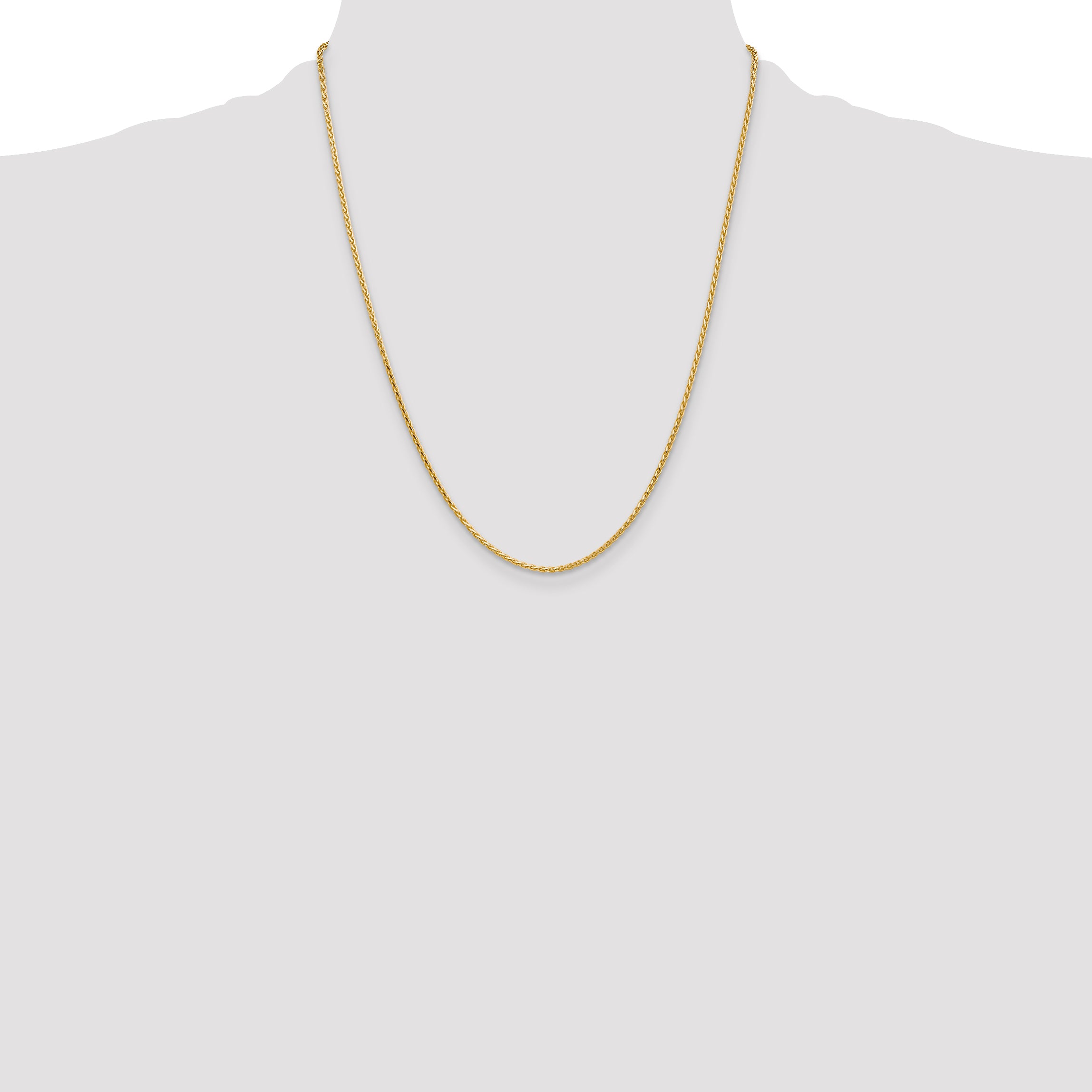 14K 16 inch 1.9mm Diamond-cut Parisian Wheat with Lobster Clasp Chain