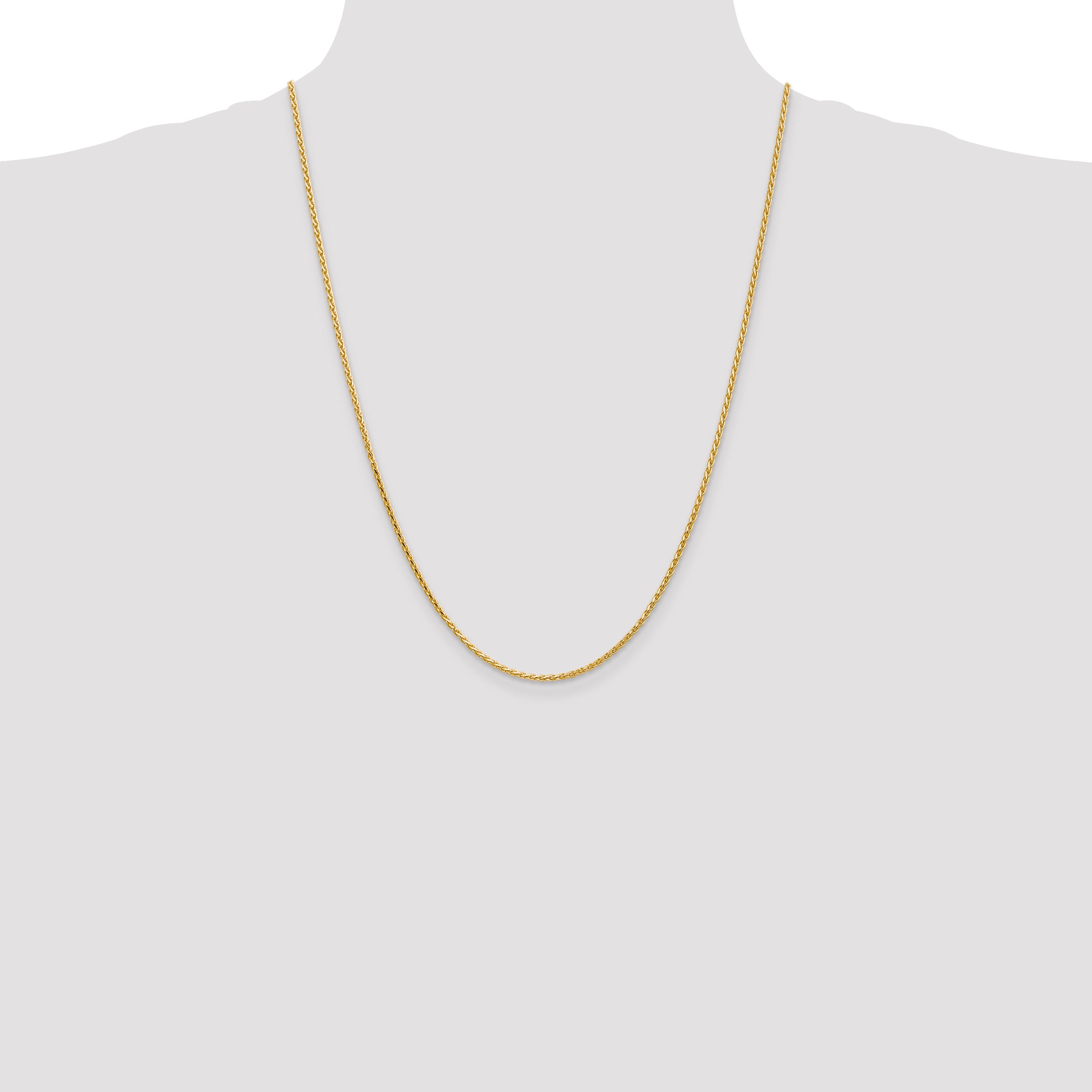 14K 16 inch 1.9mm Diamond-cut Parisian Wheat with Lobster Clasp Chain