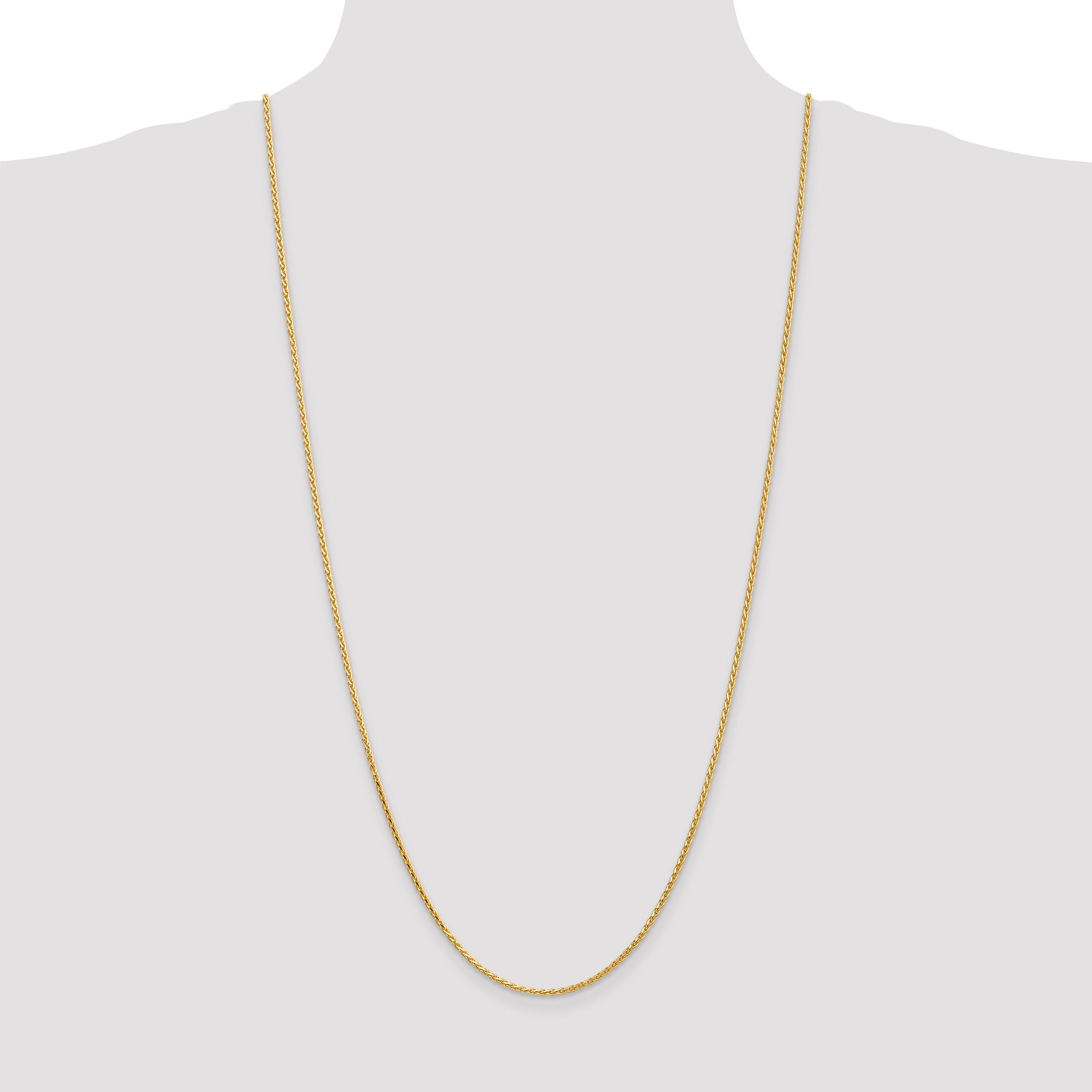 14K 16 inch 1.9mm Diamond-cut Parisian Wheat with Lobster Clasp Chain