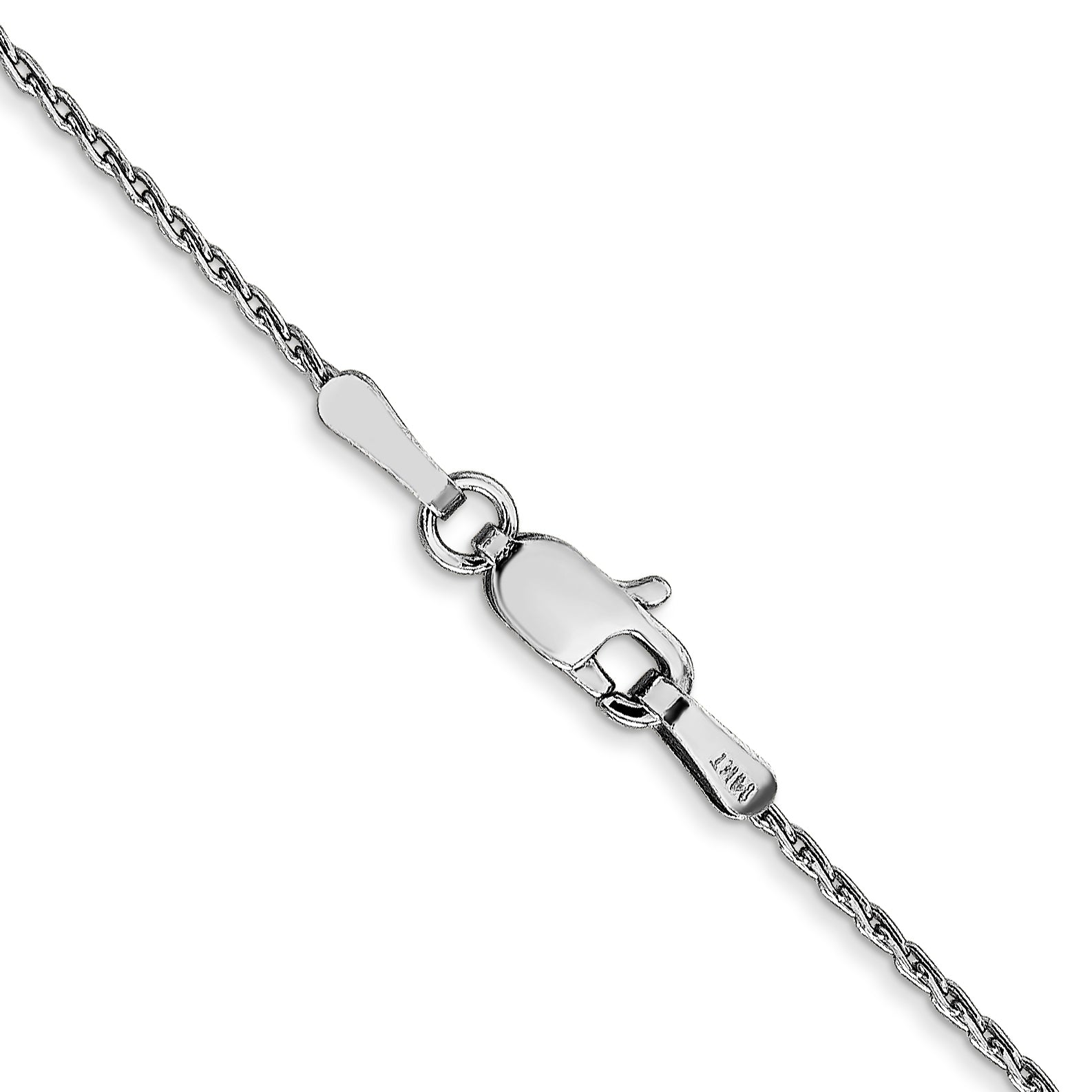 14K White Gold 16 inch 1mm Round Parisian Wheat with Lobster Clasp Chain