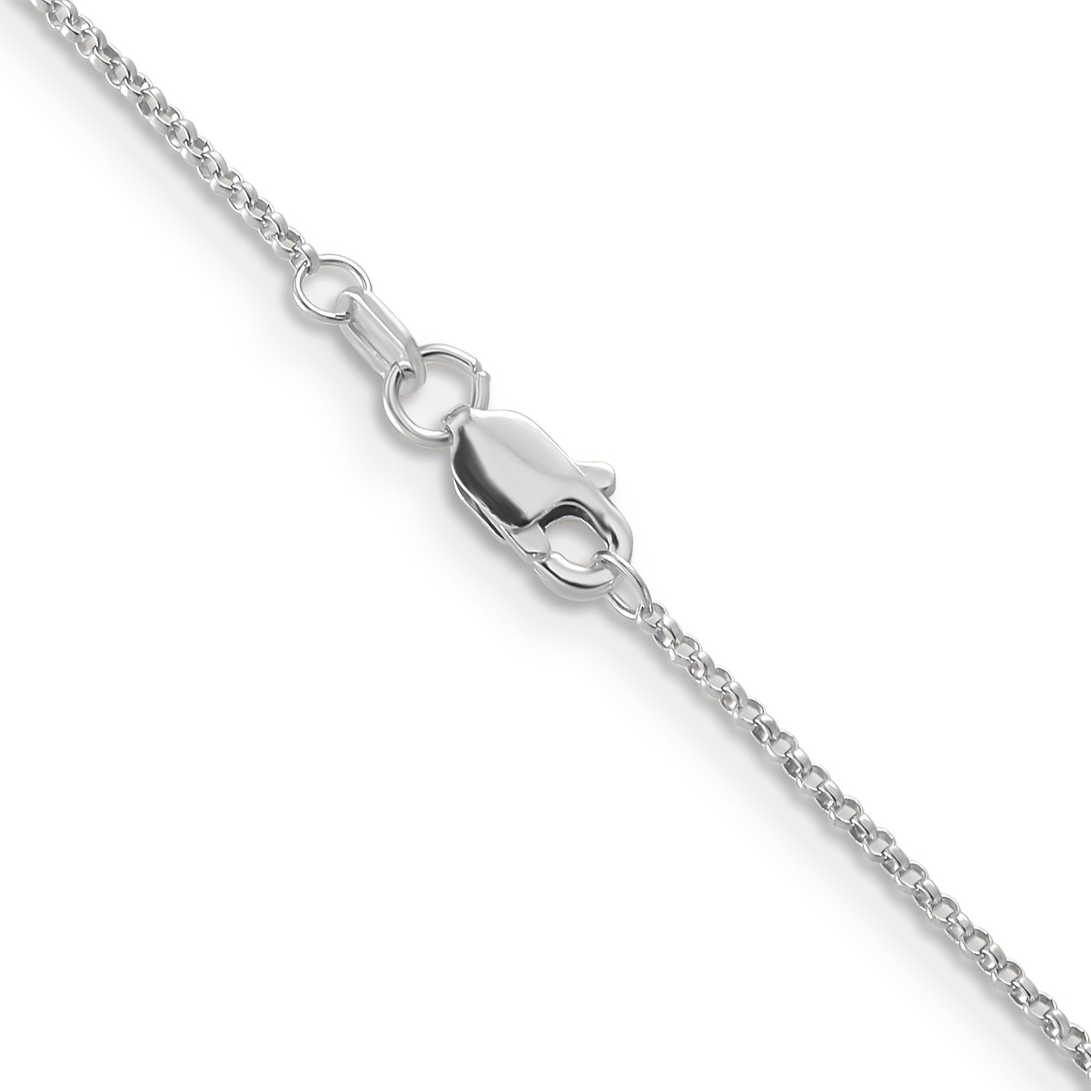 14K White Gold 16 inch 1.15mm Rolo with Lobster Clasp Pendant Chain