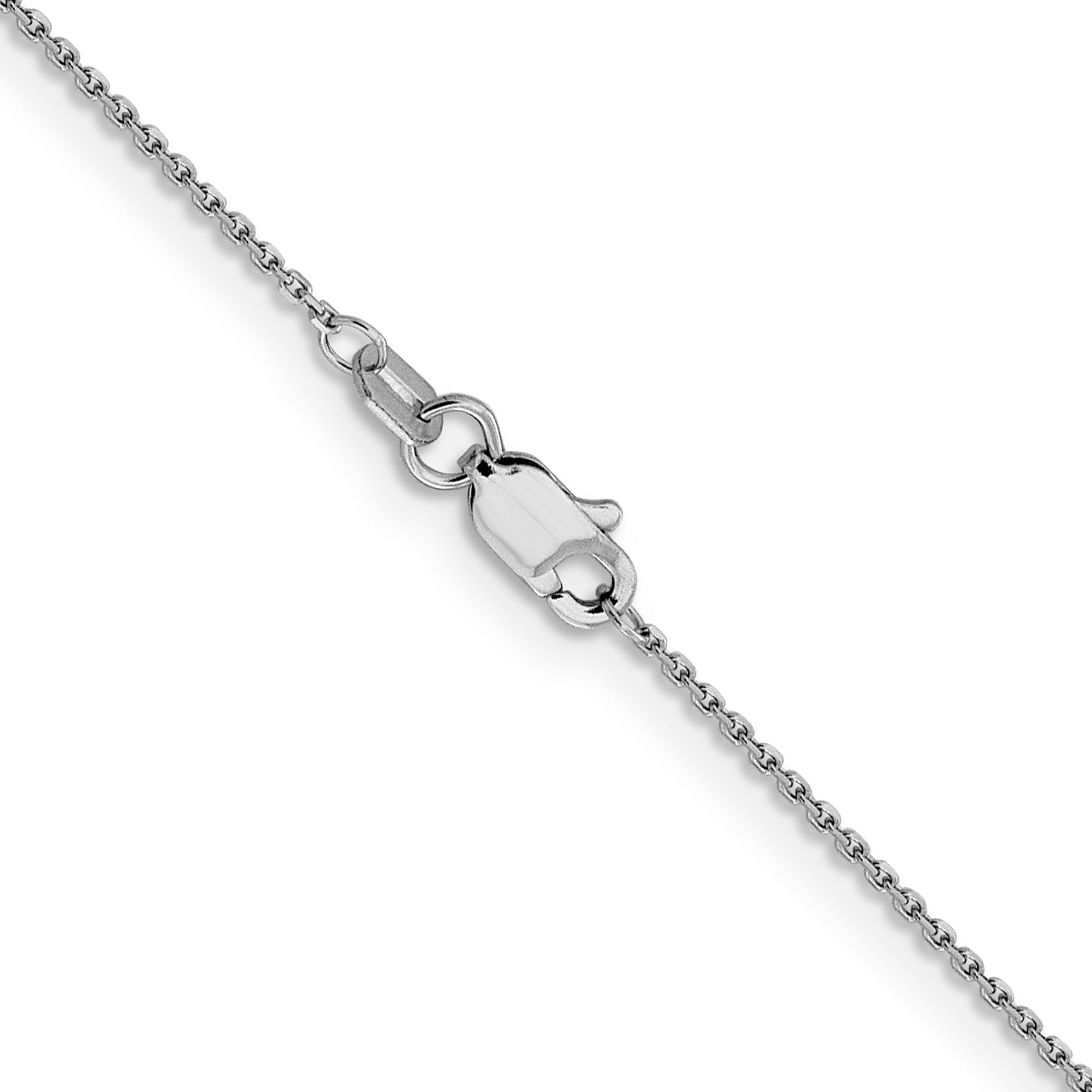 14K White Gold 16 inch .9mm Diamond-cut Round Open Link Cable with Lobster Clasp Chain