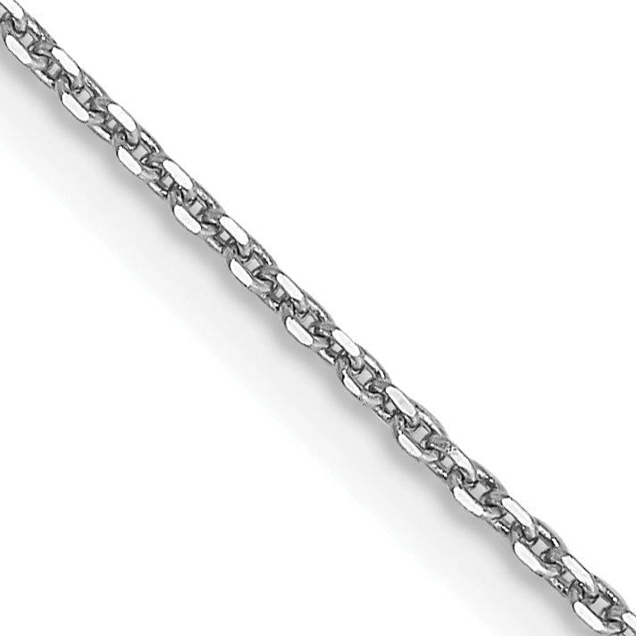 14K White Gold 30 inch .9mm Diamond-cut Round Open Link Cable with Lobster Clasp Chain