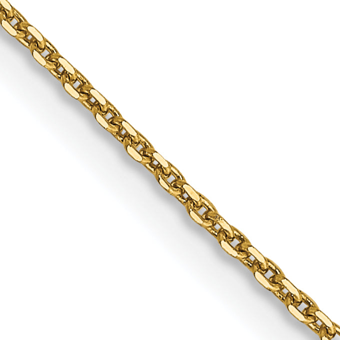 14K 30 inch .9mm Diamond-cut Round Open Link Cable with Lobster Clasp Chain