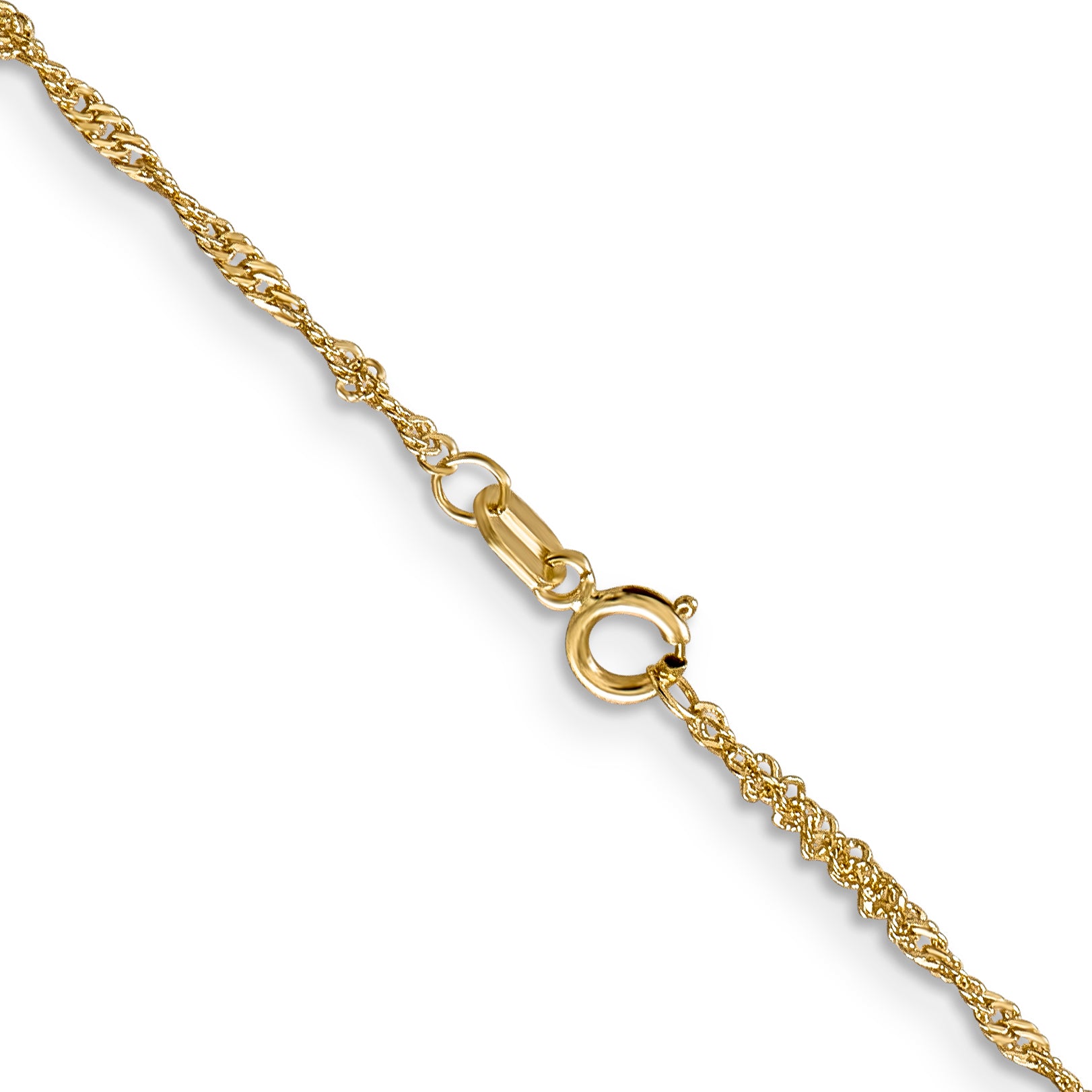 14K Gold Singapore Necklace with Polished Finish and Spring Ring Clasp