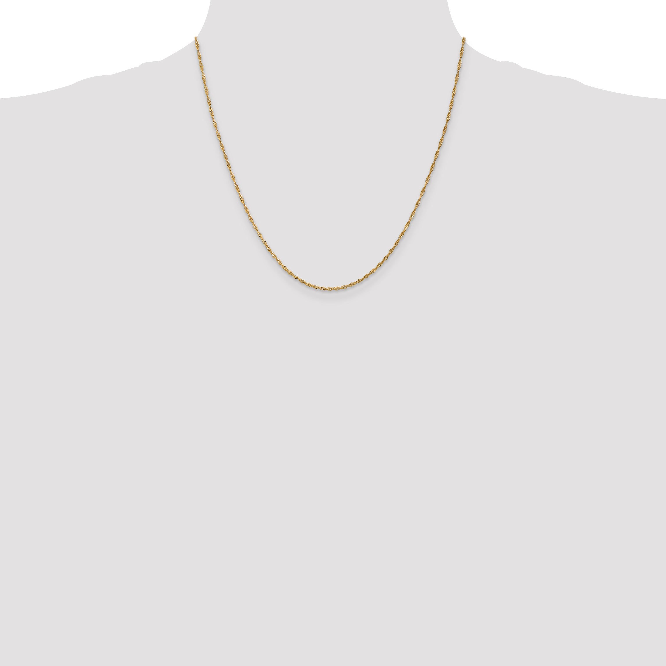 14K Gold Singapore Necklace with Polished Finish and Spring Ring Clasp