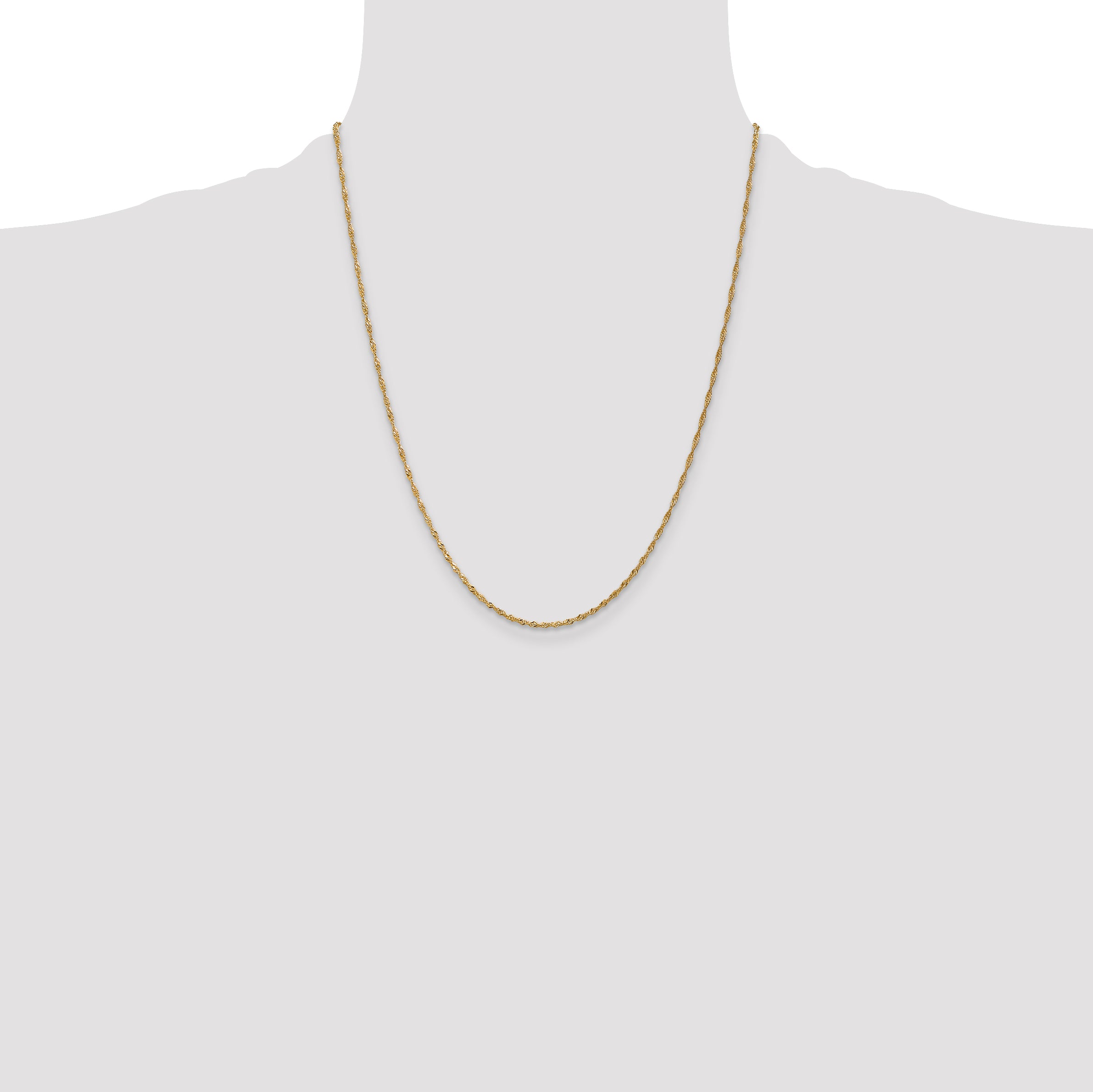 14K Gold Singapore Necklace with Polished Finish and Spring Ring Clasp