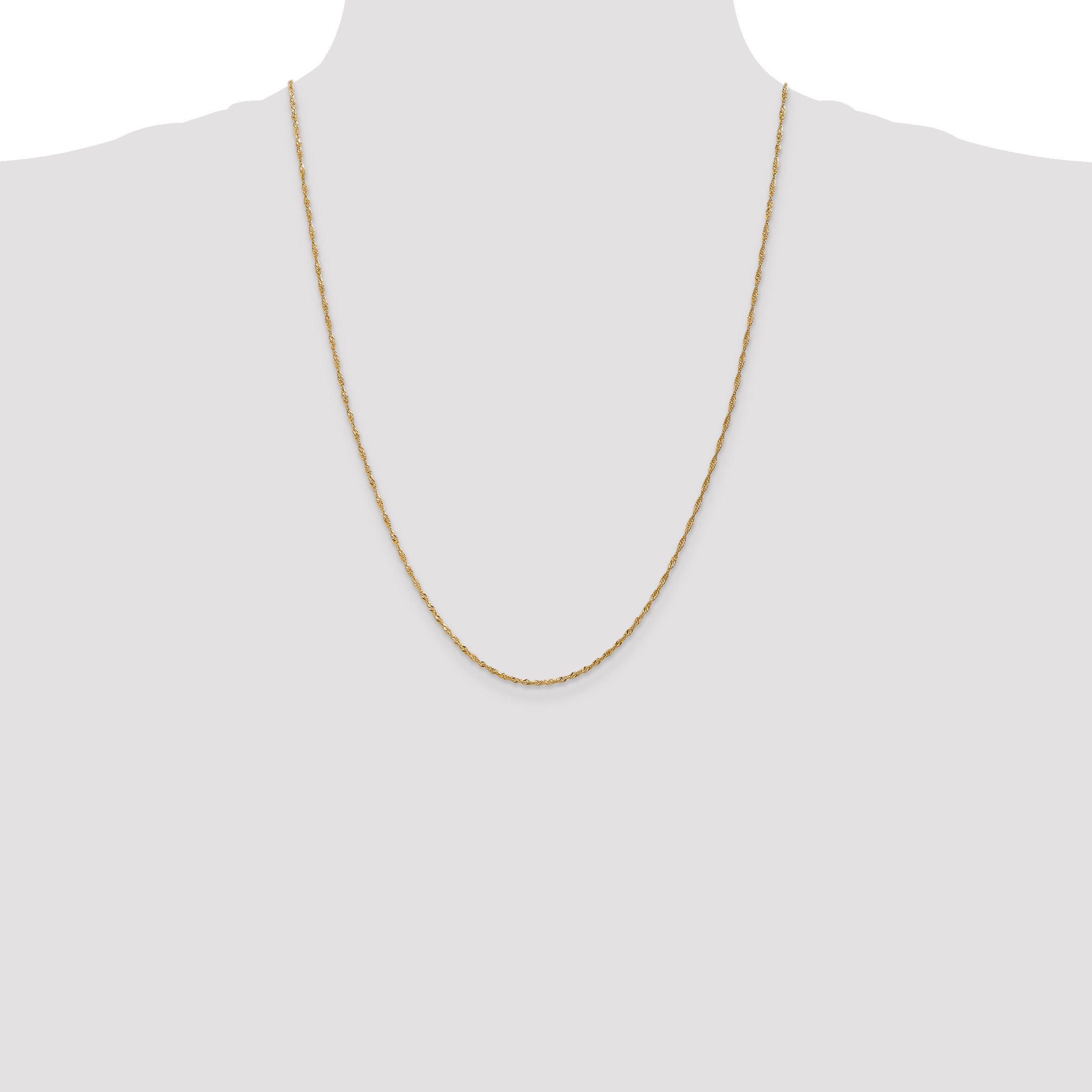 14K Gold Singapore Necklace with Polished Finish and Spring Ring Clasp