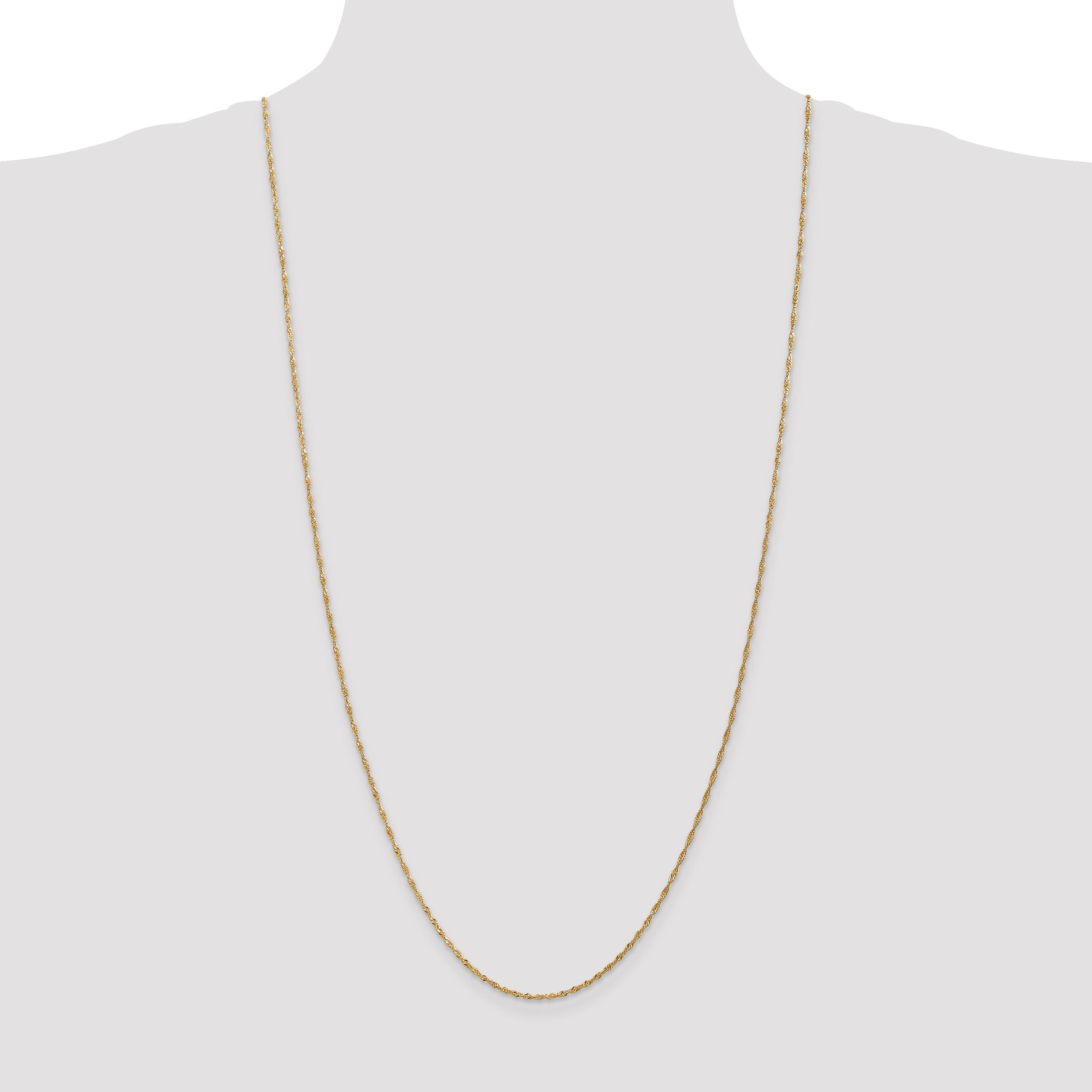 14K Gold Singapore Necklace with Polished Finish and Spring Ring Clasp