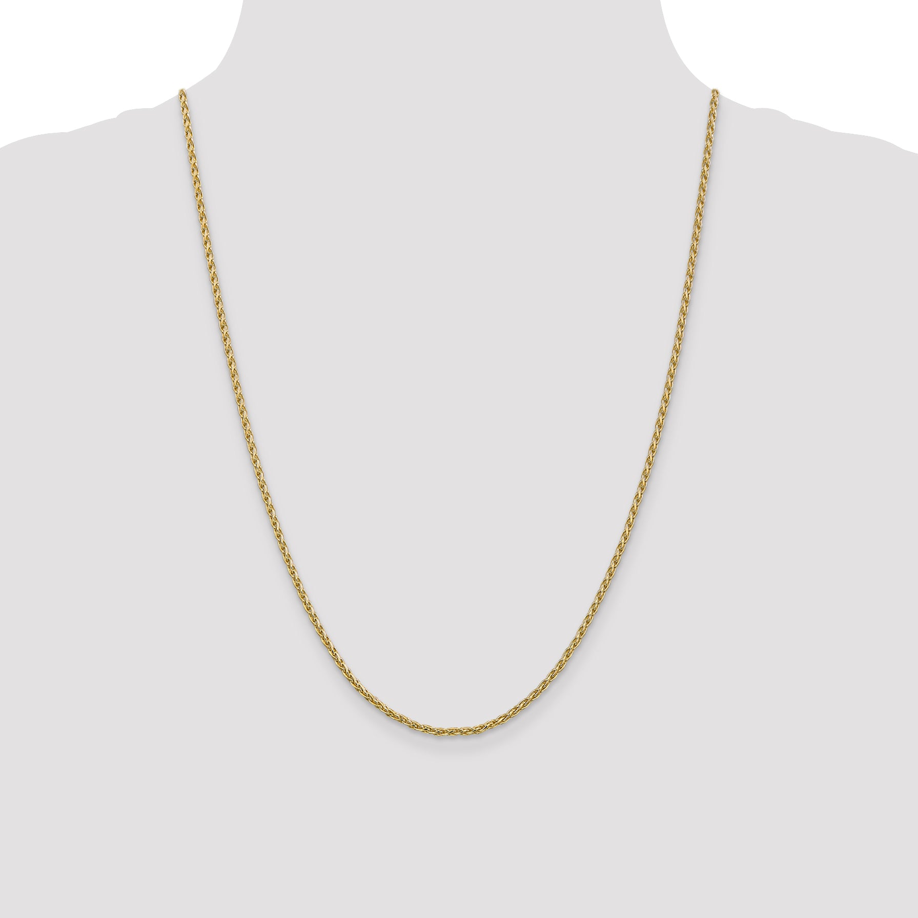 14k 16 inch 2.25mm Parisian Wheat with Lobster Clasp Chain