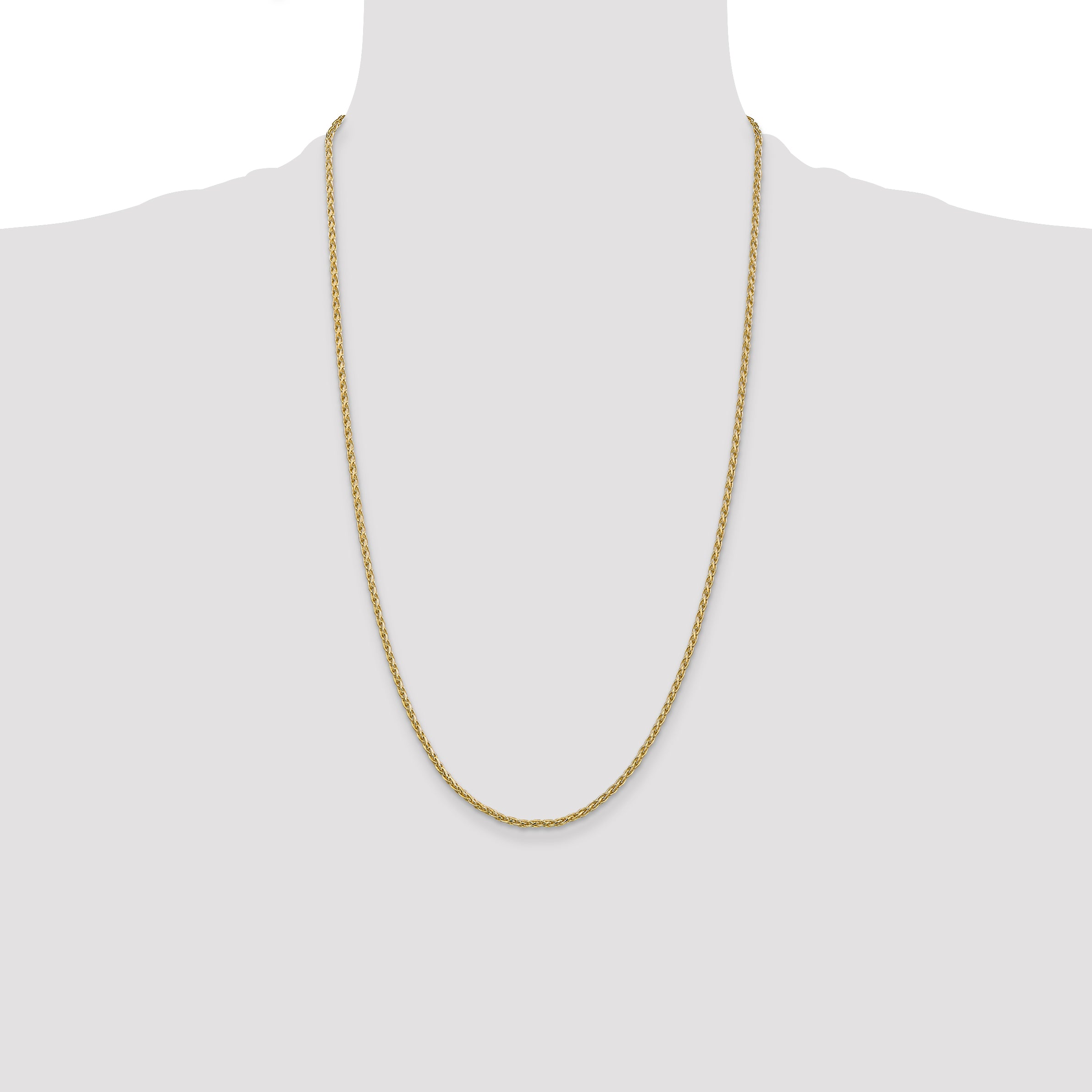 14k 16 inch 2.25mm Parisian Wheat with Lobster Clasp Chain