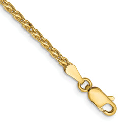 14k 7 inch 2.25mm Parisian Wheat with Lobster Clasp Bracelet