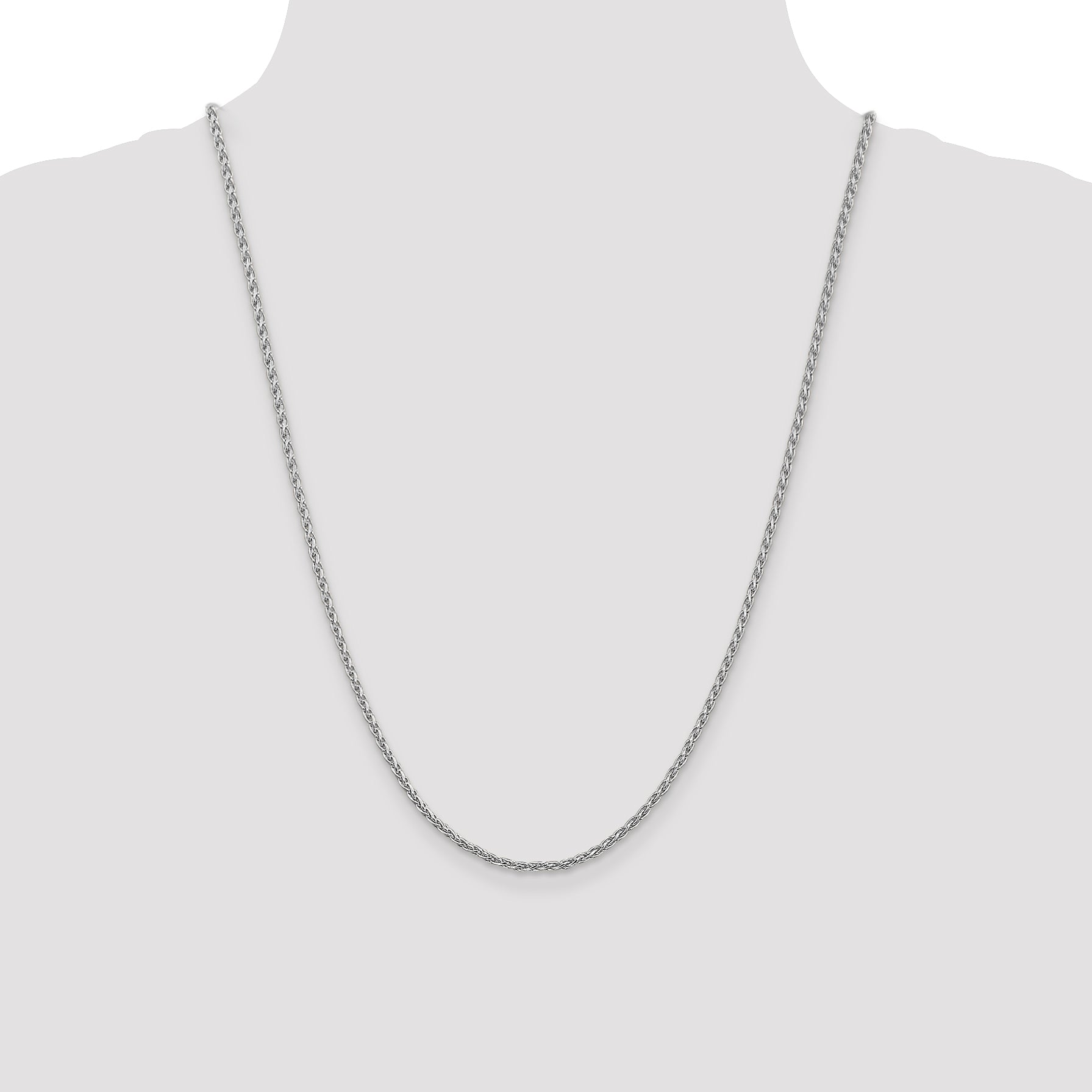 14K White Gold 16 inch 2.25mm Parisian Wheat with Lobster Clasp Chain