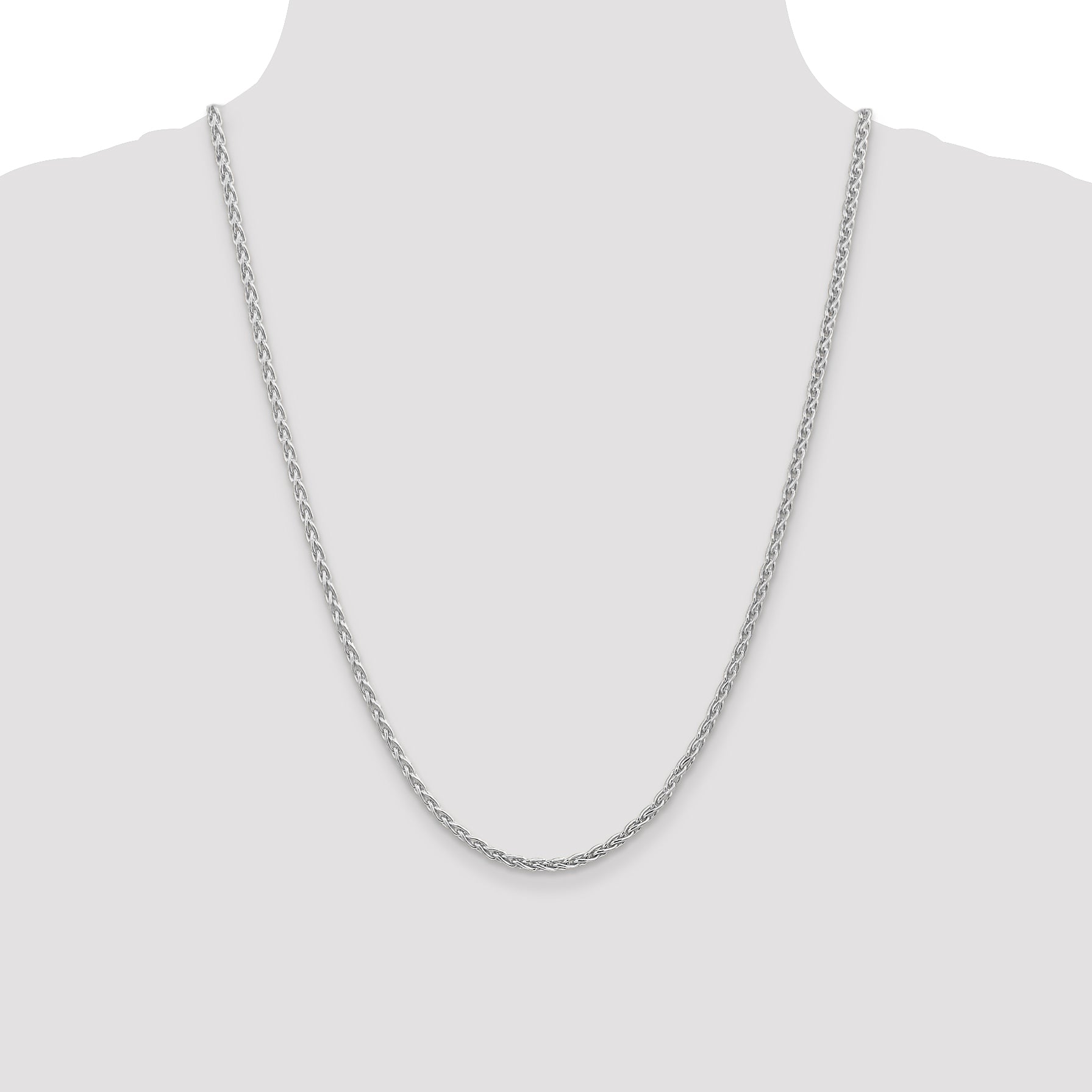 14K White Gold 16 inch 4mm Parisian Wheat with Lobster Clasp Chain