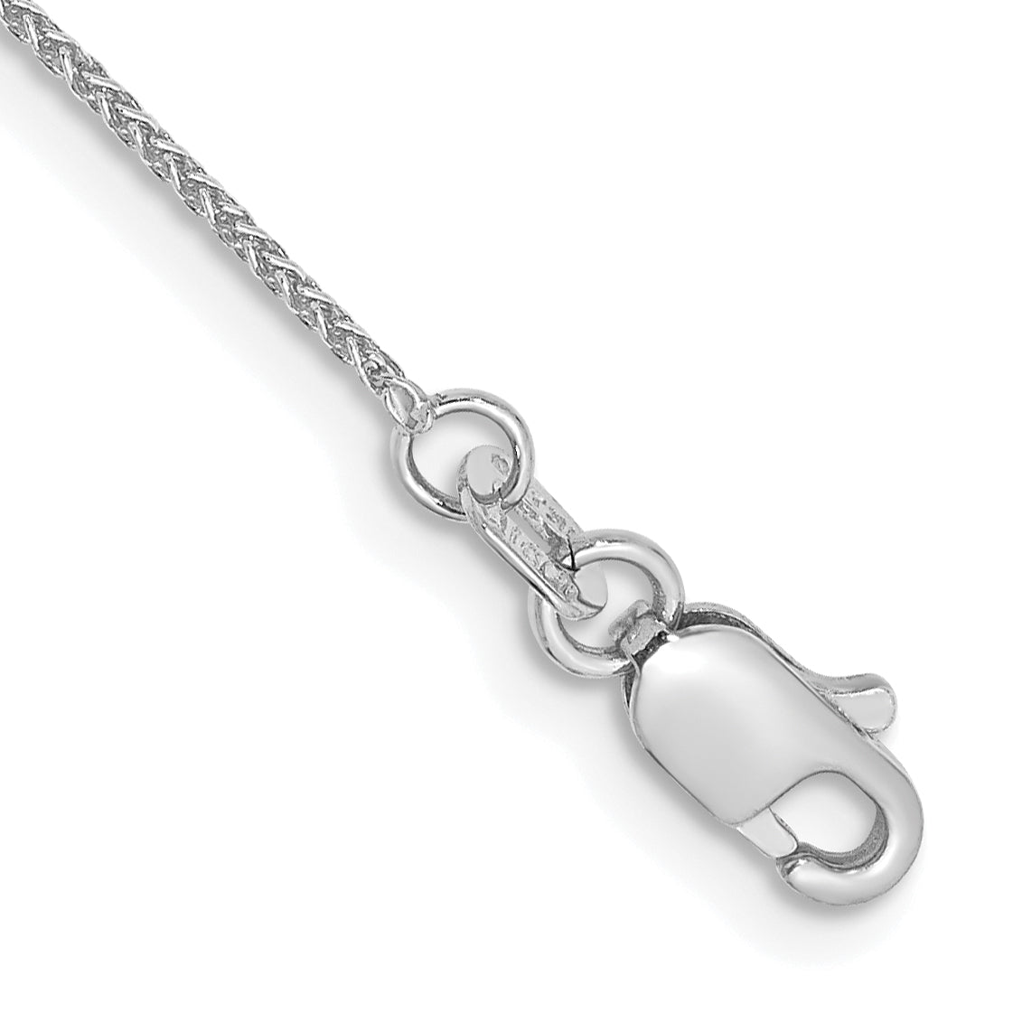 14K White Gold 10 inch .85mm Spiga with Lobster Clasp Anklet