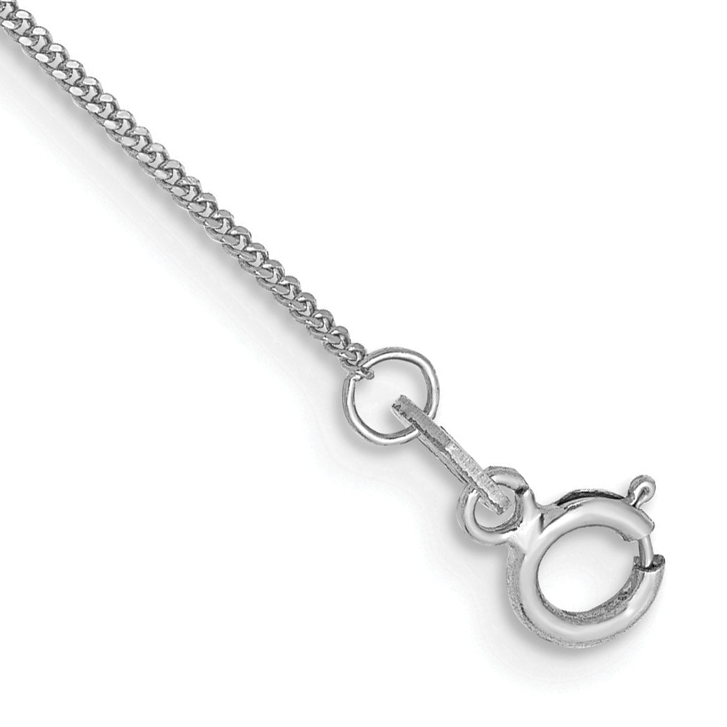 14K White Gold 10 inch .9mm Curb  with Spring Ring Clasp Anklet