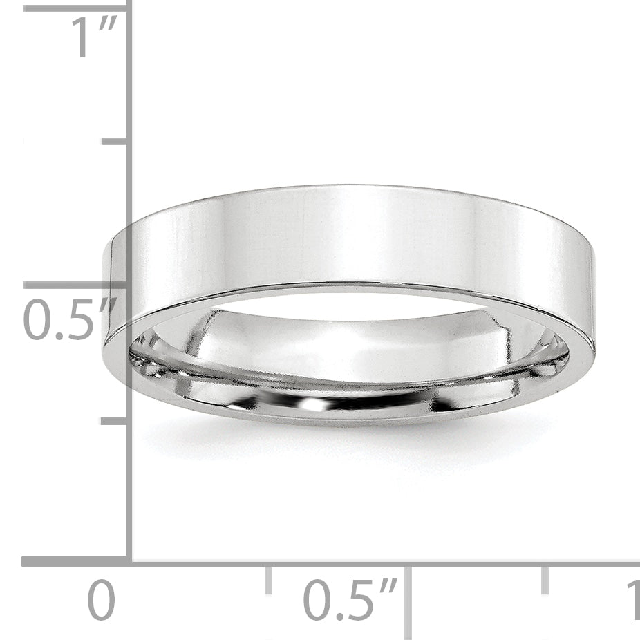 Platinum 5mm Polished Flat Wedding Band Size 6