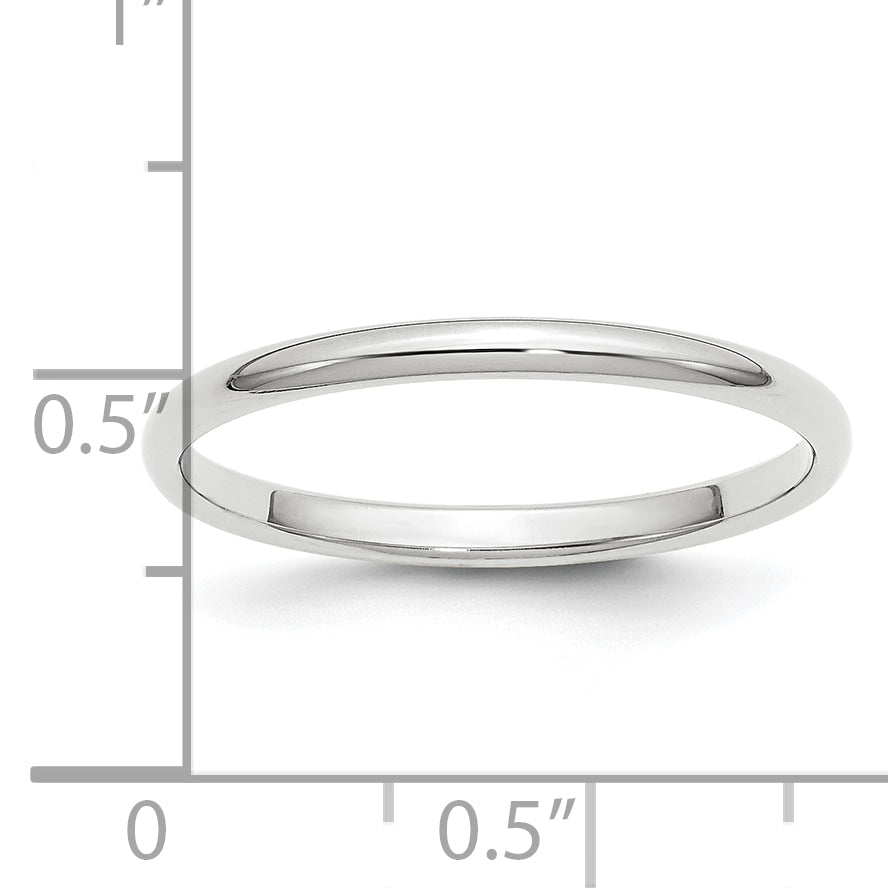 Platinum 2mm Half Round Wedding Band Size 4