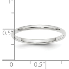 Platinum 2mm Half Round Wedding Band Size 4