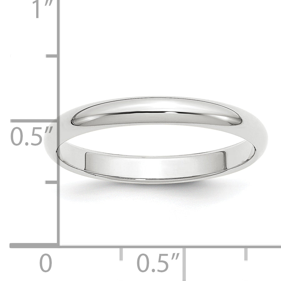 Platinum 3mm Half Round Wedding Band Size 4