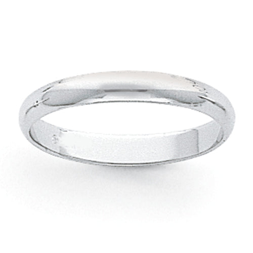 Platinum 3mm Half Round Wedding Band Size 4