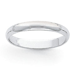 Platinum 3mm Half Round Wedding Band Size 4