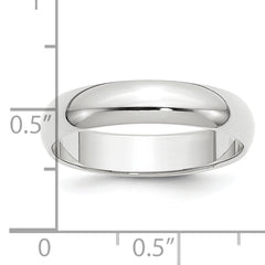 Platinum 5mm Half Round Wedding Band Size 4