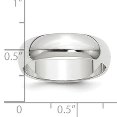 Platinum 6mm Half Round Wedding Band Size 4