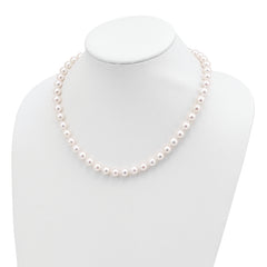 14k 8-9mm Round White Saltwater Akoya Cultured Pearl Necklace